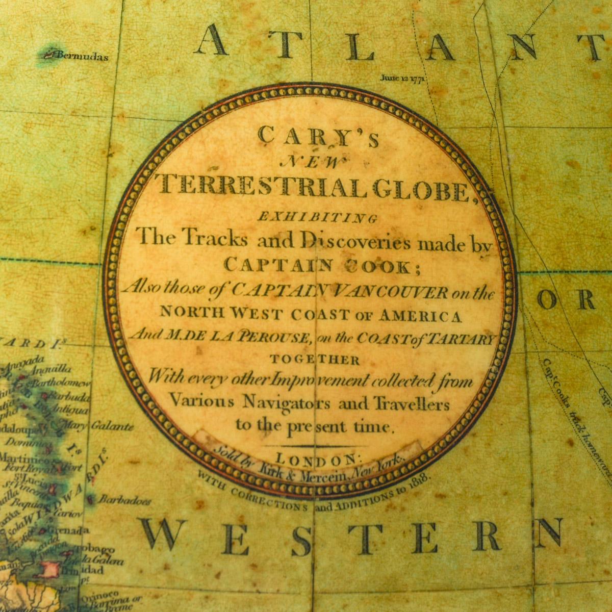 English A Fine Pair of Cary Globes, Retailed by Kirk and Mercein of New York c.1816-1820 For Sale