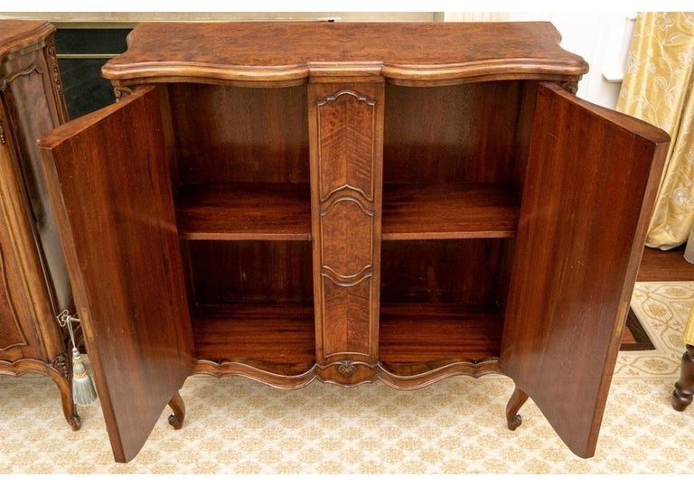 Fine Pair of Classic French Style Figured Wood Veneer For Sale