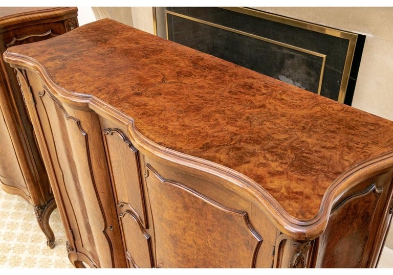 Fine Pair of Classic French Style Figured Wood Veneer For Sale