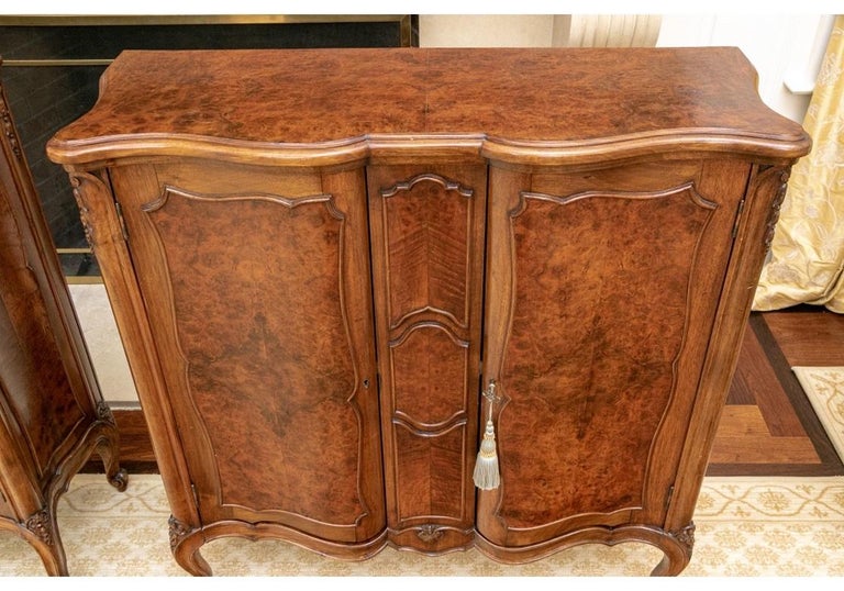 Fine Pair of Classic French Style Figured Wood Veneer For Sale