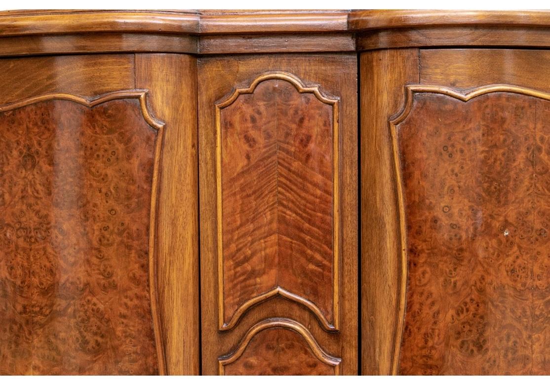 Fine Pair of Classic French Style Figured Wood Veneer Cabinets For Sale 2