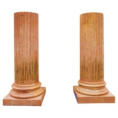 Paire de colonnes classiques en marbre avec montures en bronze doré