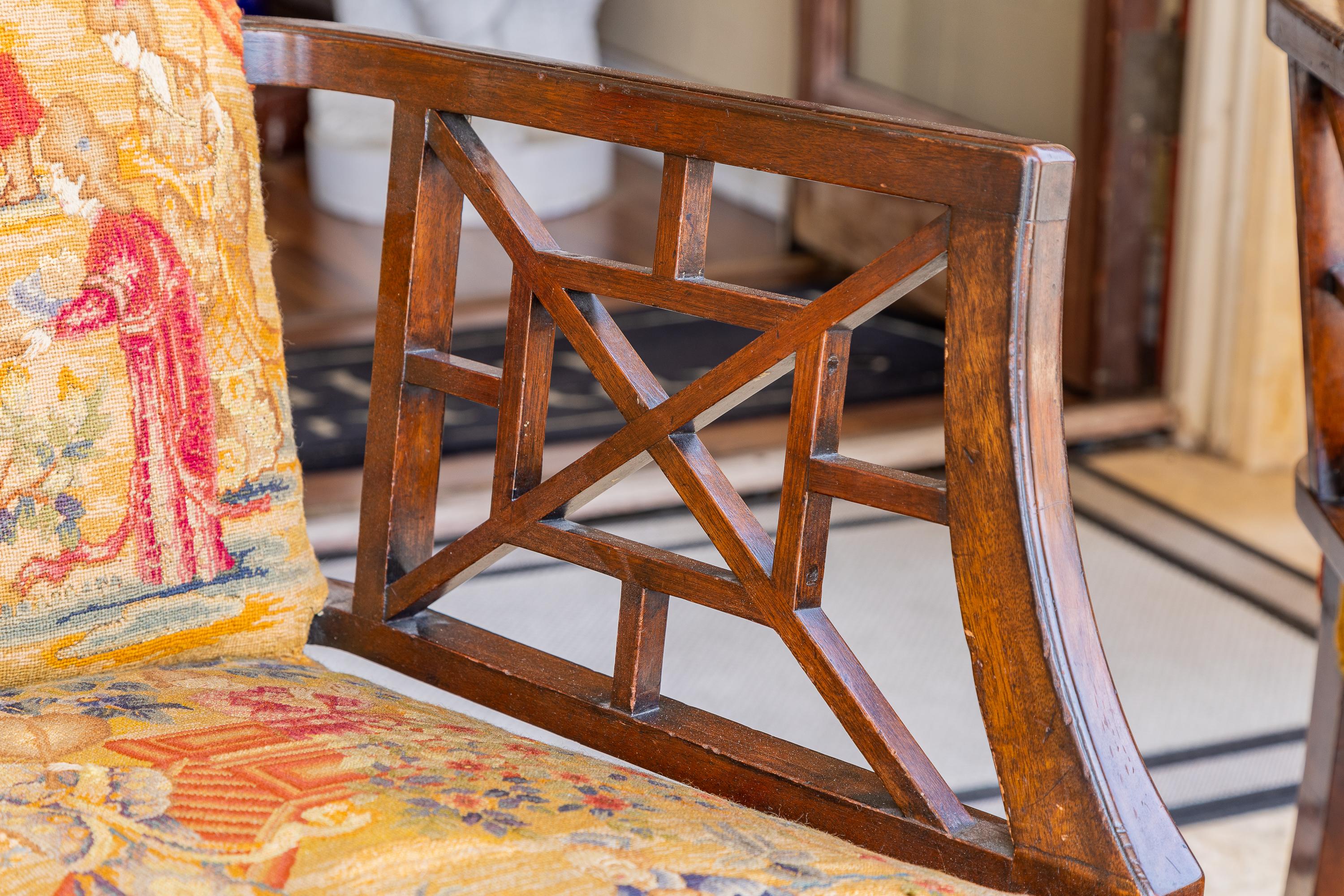 Mahogany Fine Pair of Early 19th Century Chinese Chippendale Armchairs