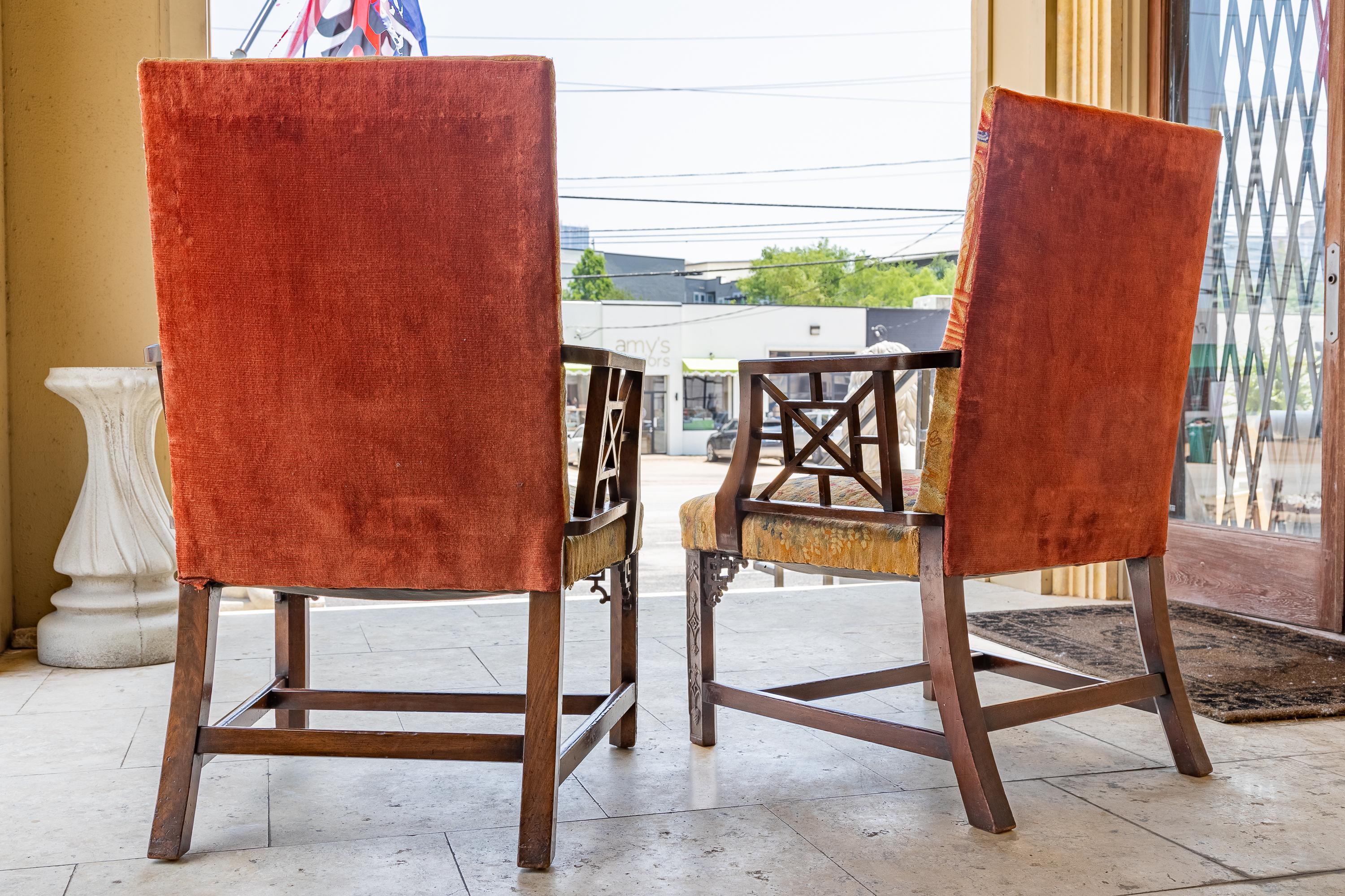 Fine Pair of Early 19th Century Chinese Chippendale Armchairs 3