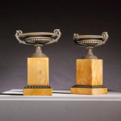 A Fine Pair of Early 19th Century French Grand Tour Bronze & Siena Marble Tazzas