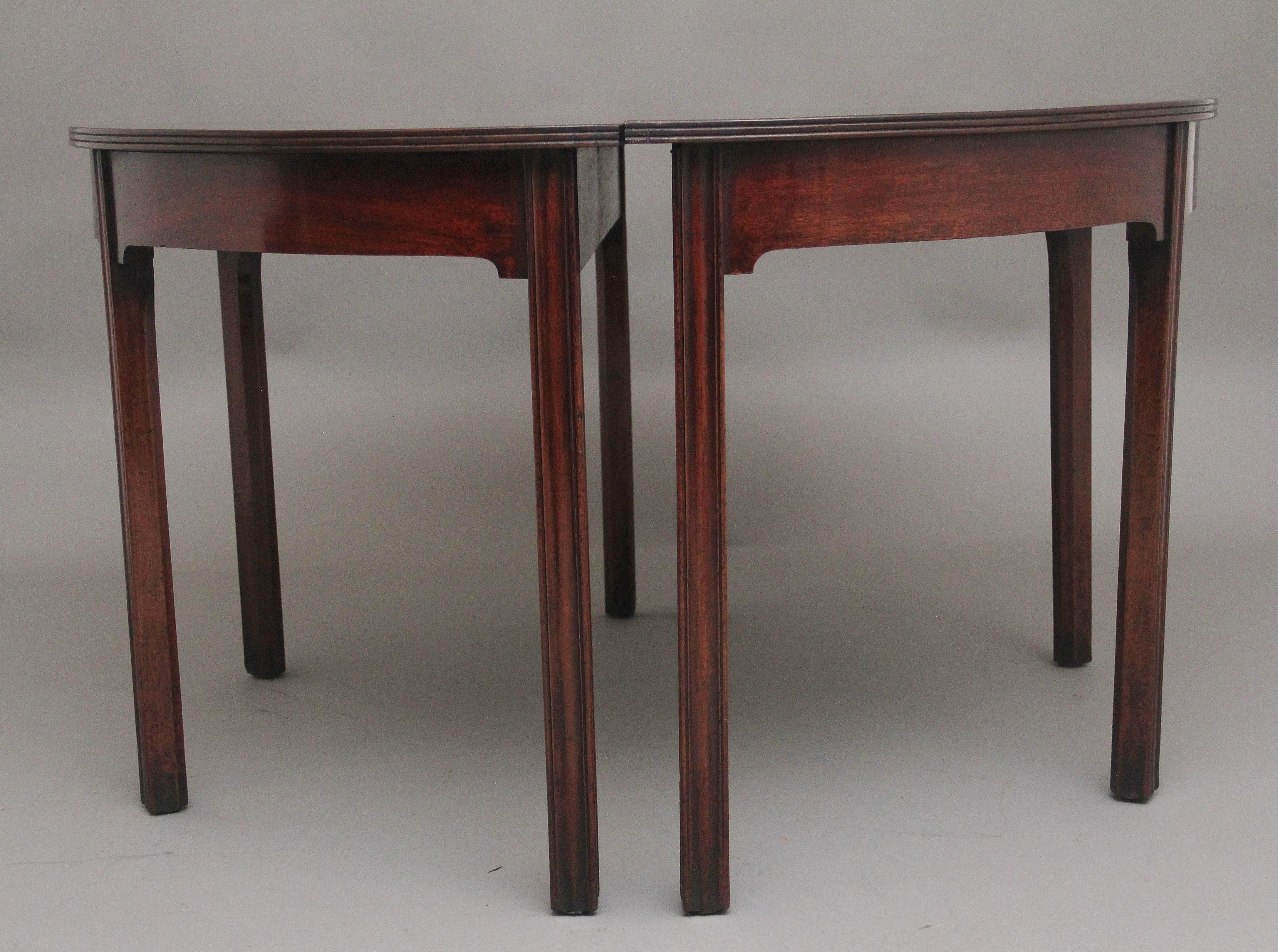 Georgian A fine pair of early 19th Century mahogany demi-lune console tables For Sale