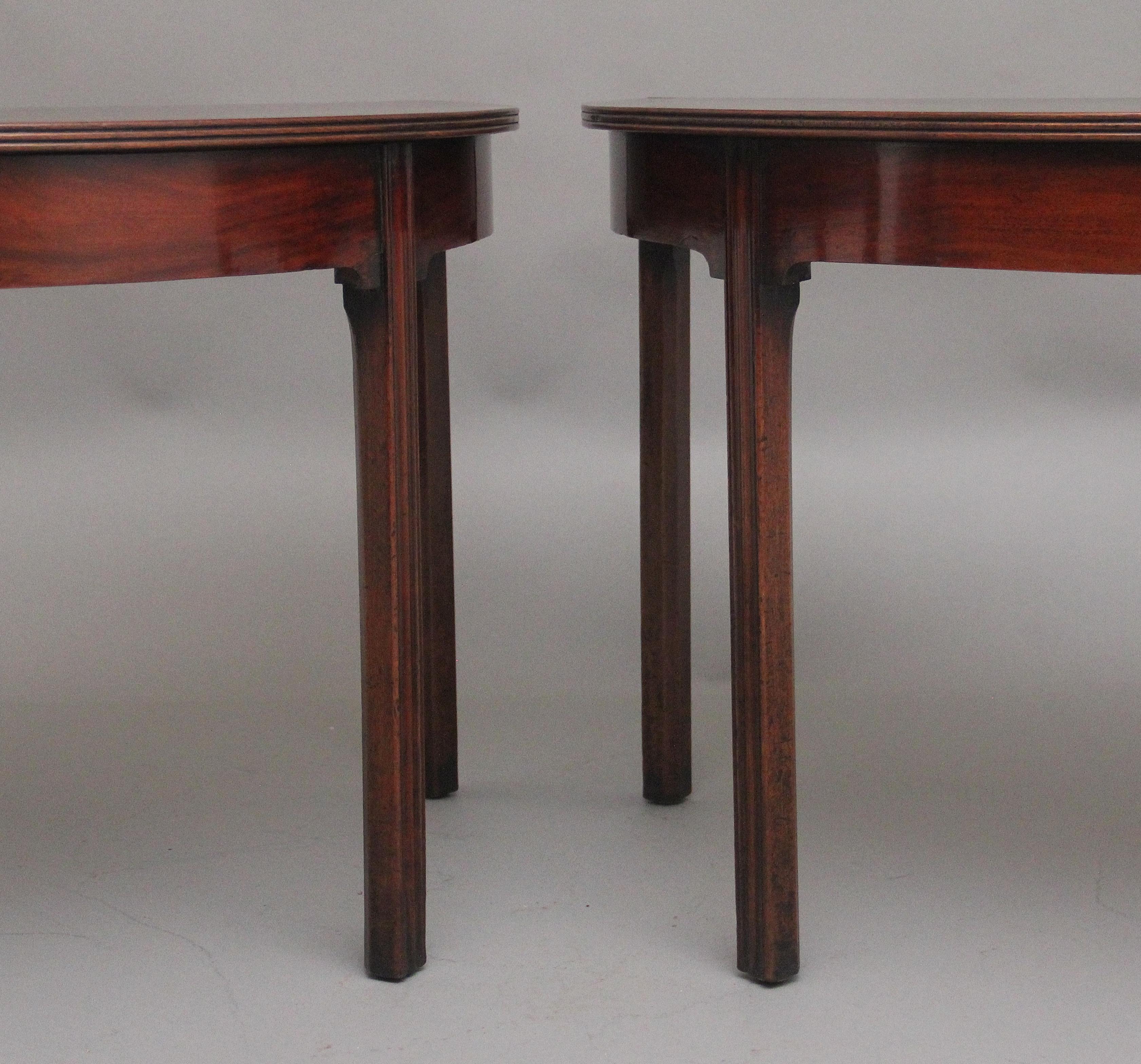 Early 19th Century A fine pair of early 19th Century mahogany demi-lune console tables For Sale