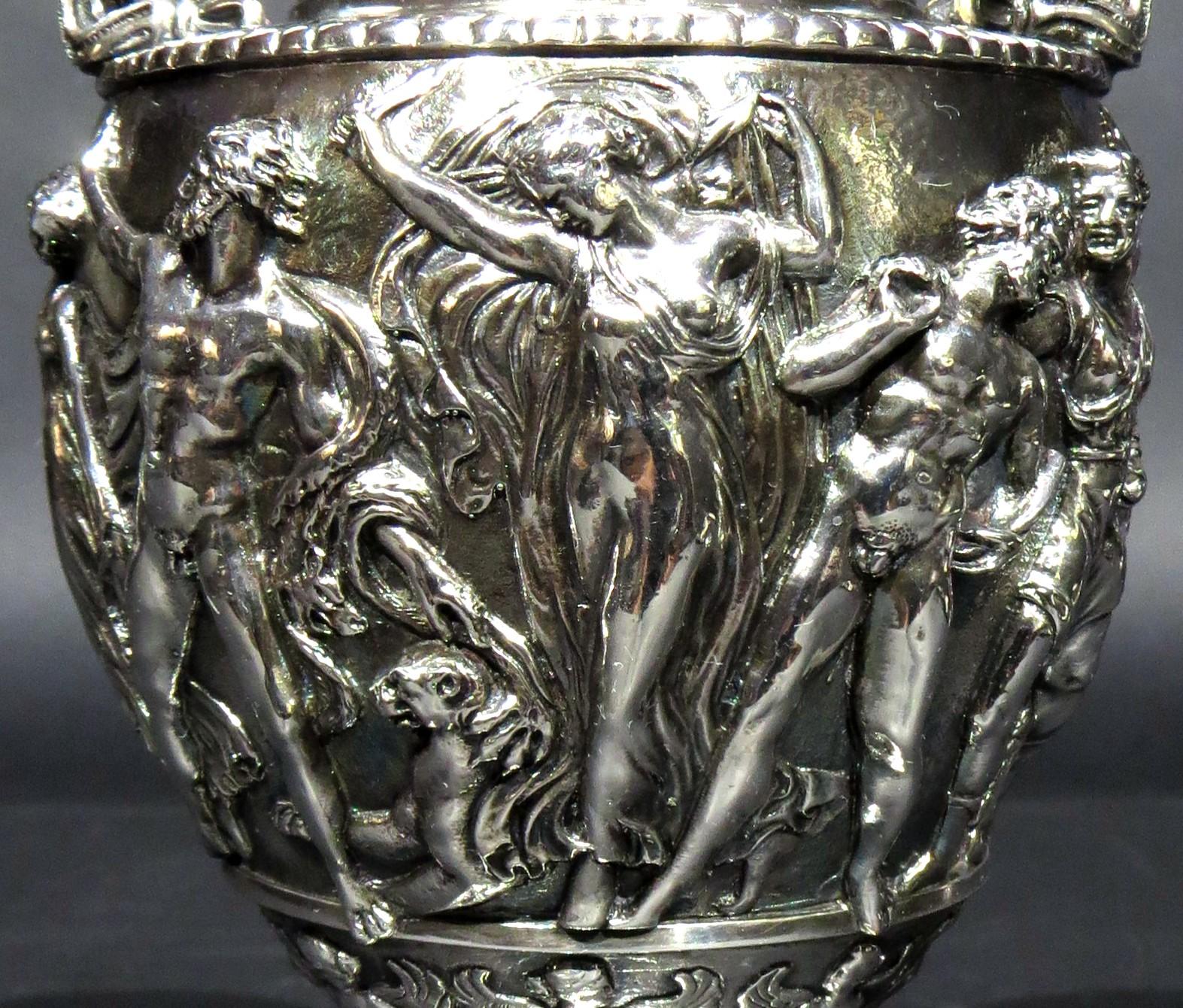 Cast A Fine Pair of Early 20th Century Silver Plated Townley Vases, Circa 1920 For Sale