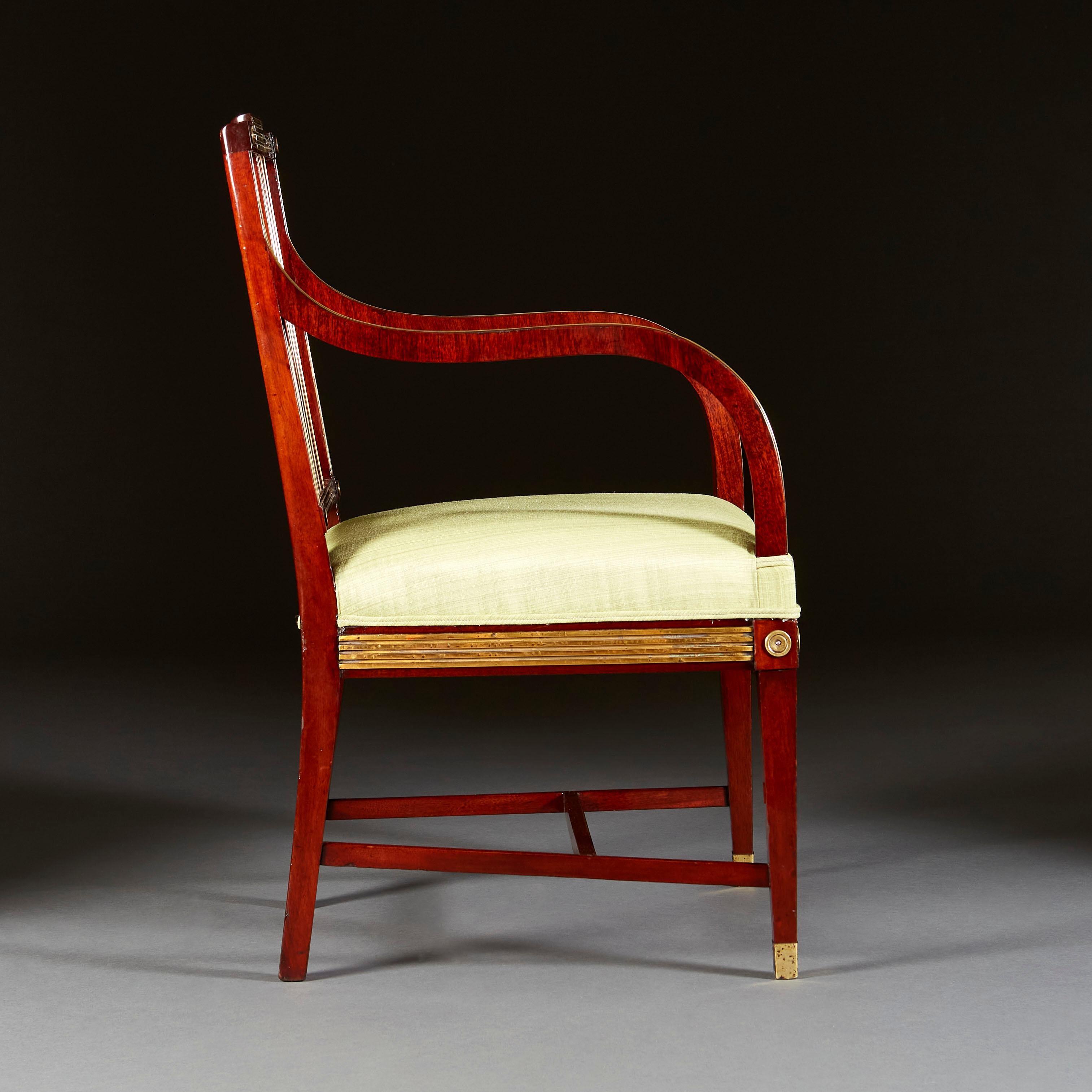 Mahogany Fine Pair of Early Nineteenth Century Russian Open Armchairs