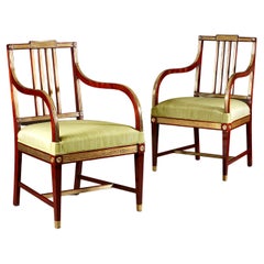 Fine Pair of Early Nineteenth Century Russian Open Armchairs