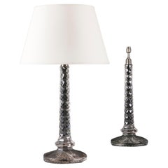 A Fine Pair of Edwardian Faceted Glass Table Lamps