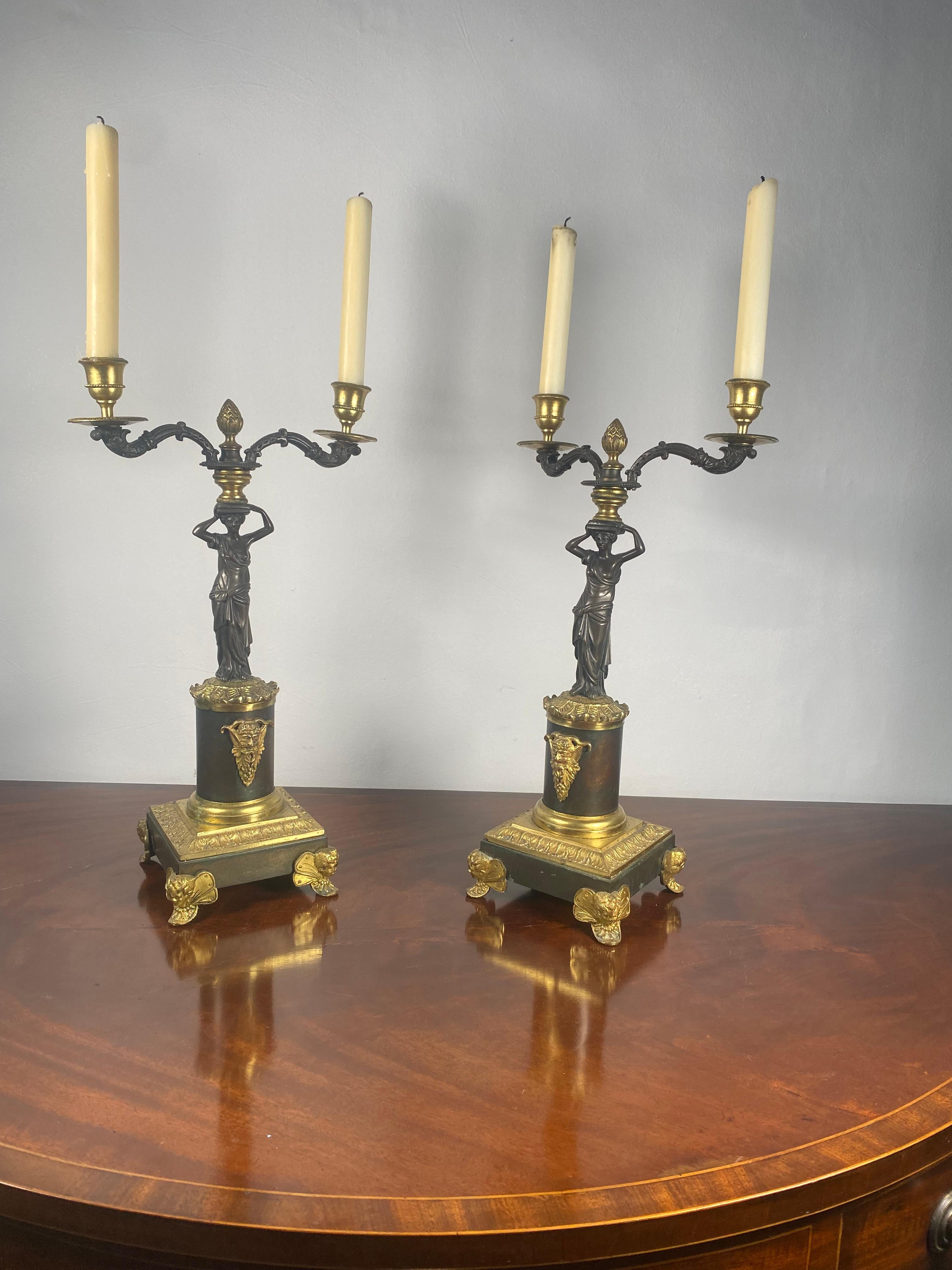 A wonderful pair of bronze and Ormolu Candleabra.