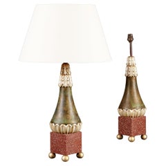 A Pair of Faux Porphyry Table Lamps