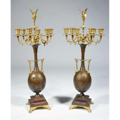 A Fine Pair of Ferdinand Barbedienne and Henry Chueux Gilt Bronze Candelabras
