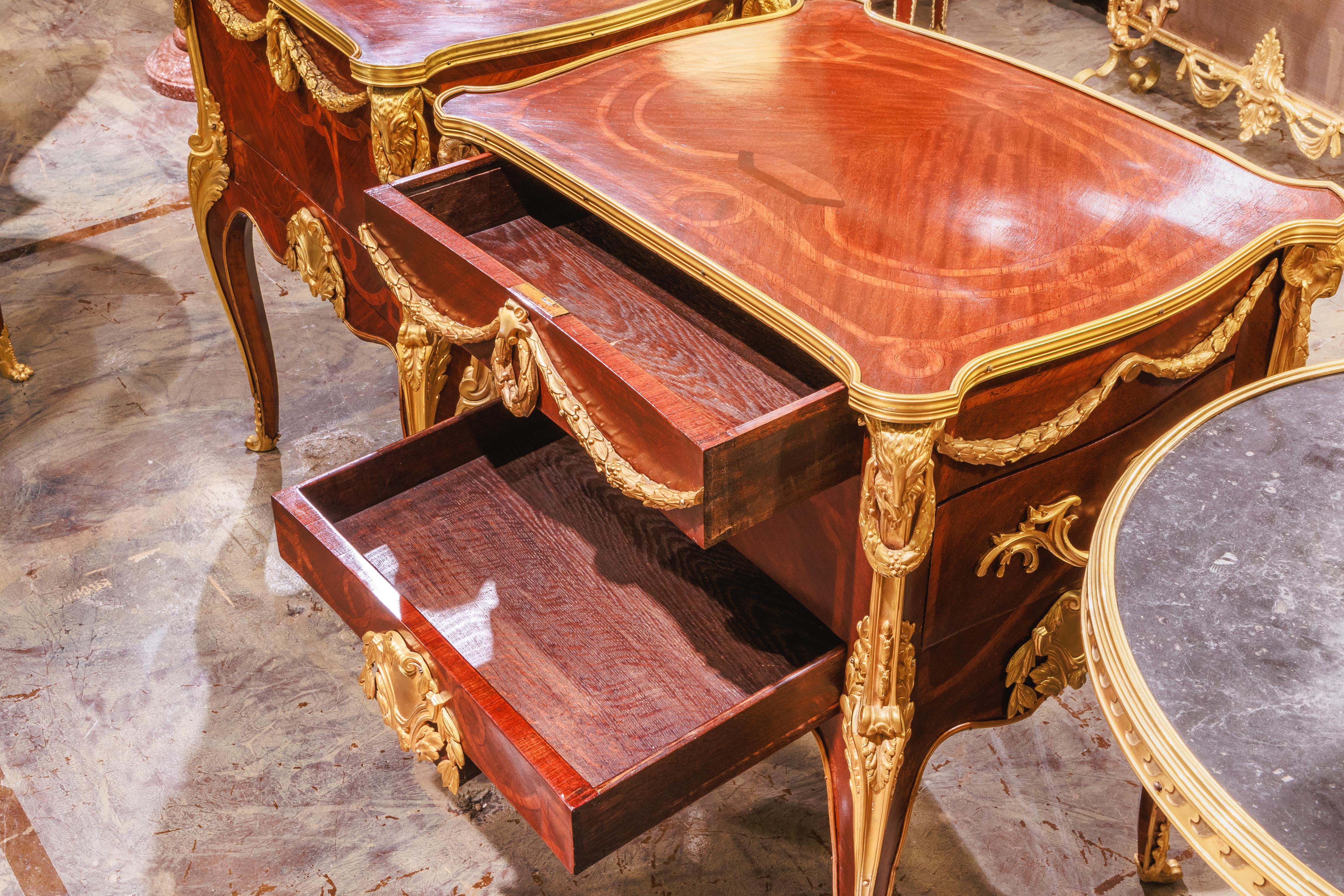 19th Century A fine pair of French 19th century nightstand commodes signed F. Linke