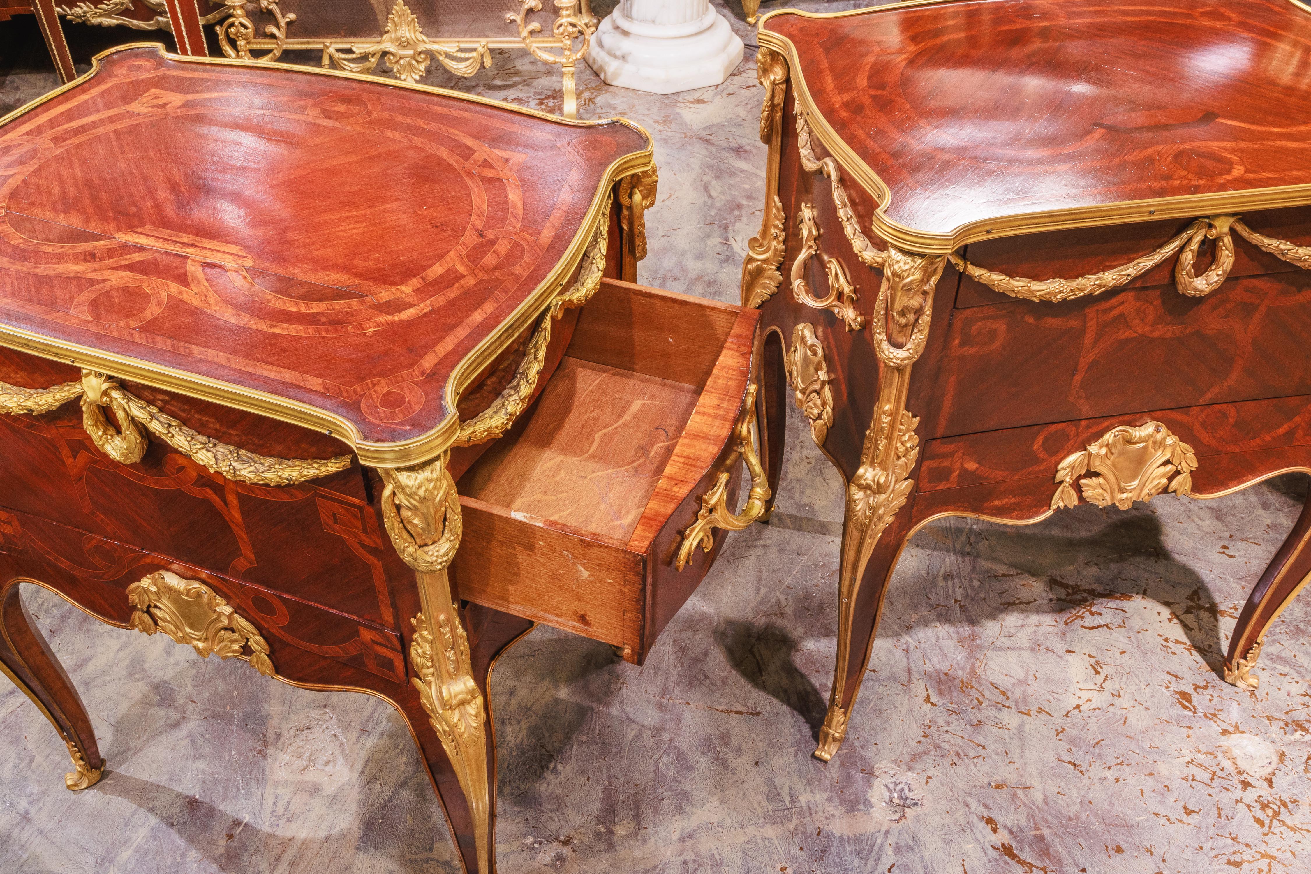 Bronze A fine pair of French 19th century nightstand commodes signed F. Linke