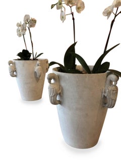 Fine Pair of French Art Deco Statuary Marble Jardiniere