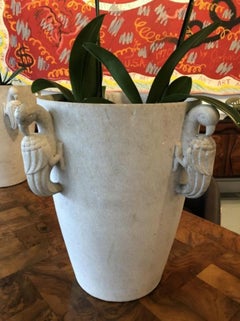 Fine Pair of French Art Deco Statuary Marble Jardiniere