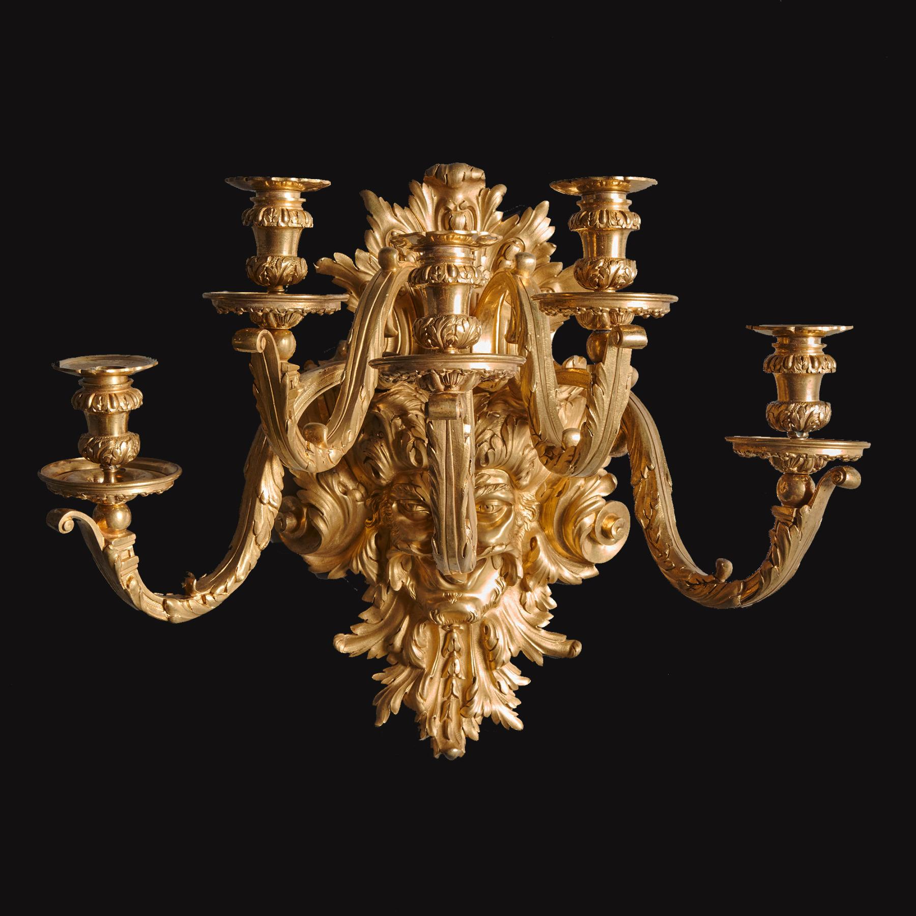 A Fine Pair of French Gilt Bronze Wall Lights Régence Style by Eugène Hazart 2