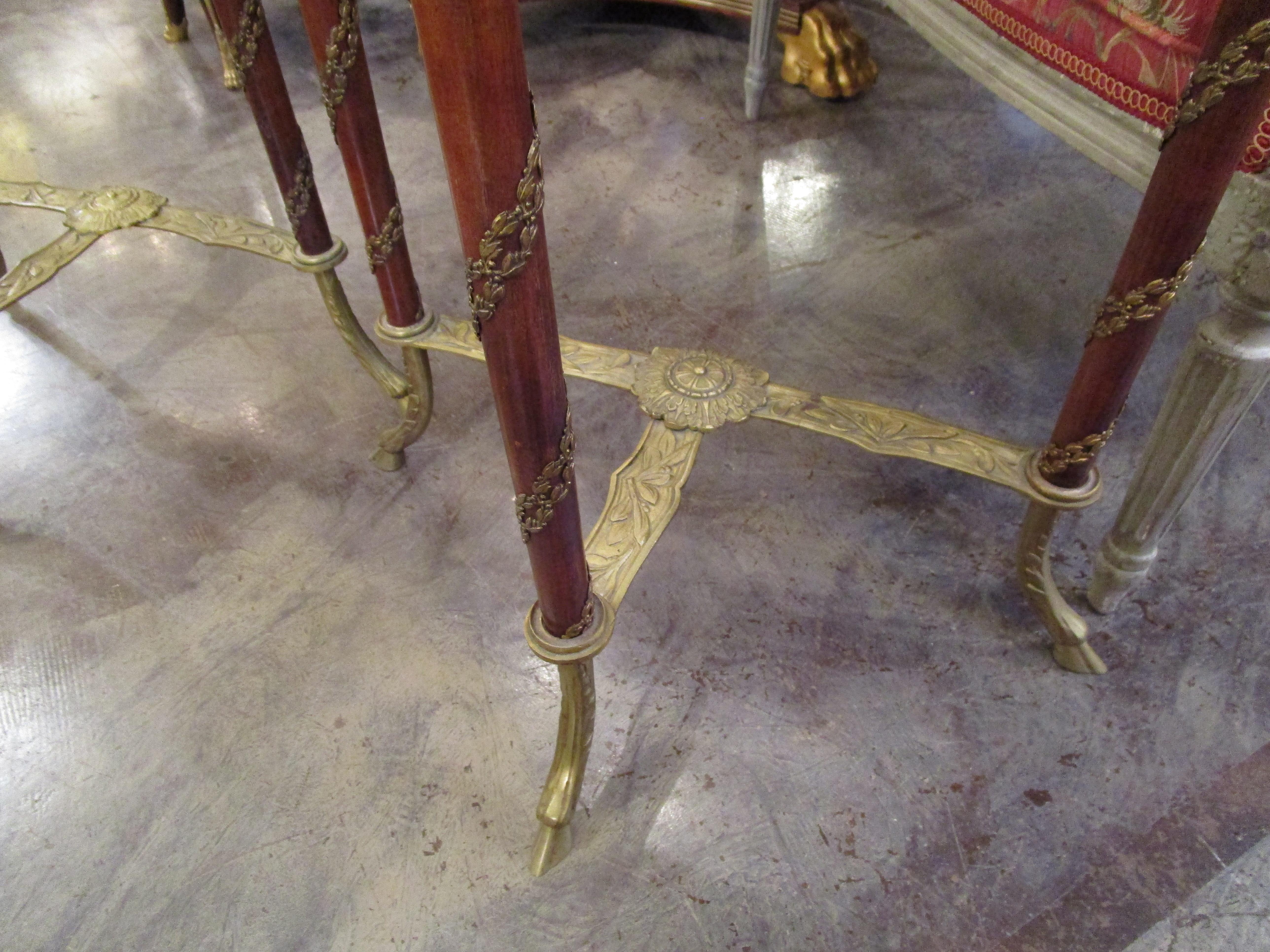 19th Century Fine Pair of French Louis XVI Mahogany and Gilt Bronze Gueridon Tables For Sale