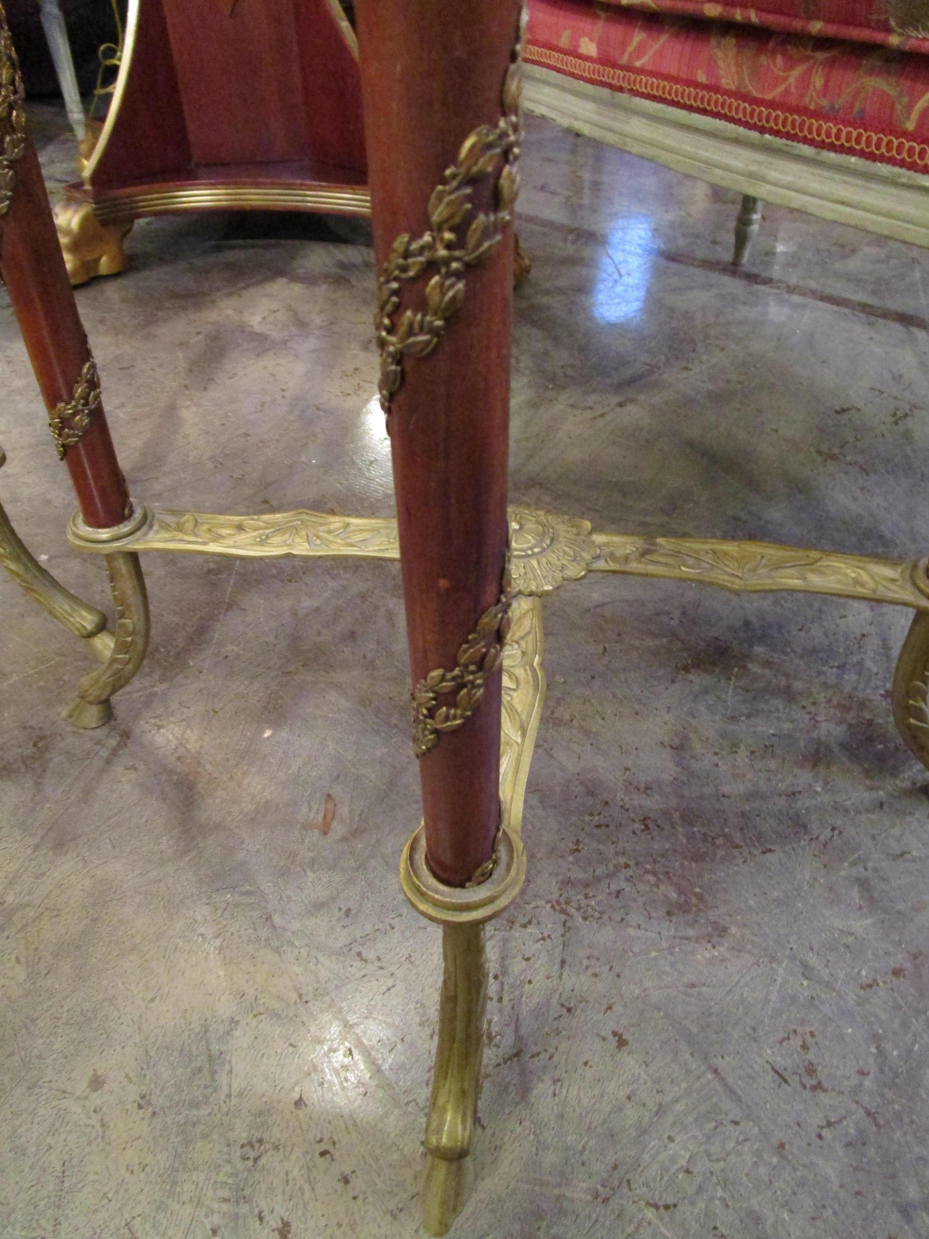 Fine Pair of French Louis XVI Mahogany and Gilt Bronze Gueridon Tables For Sale 2