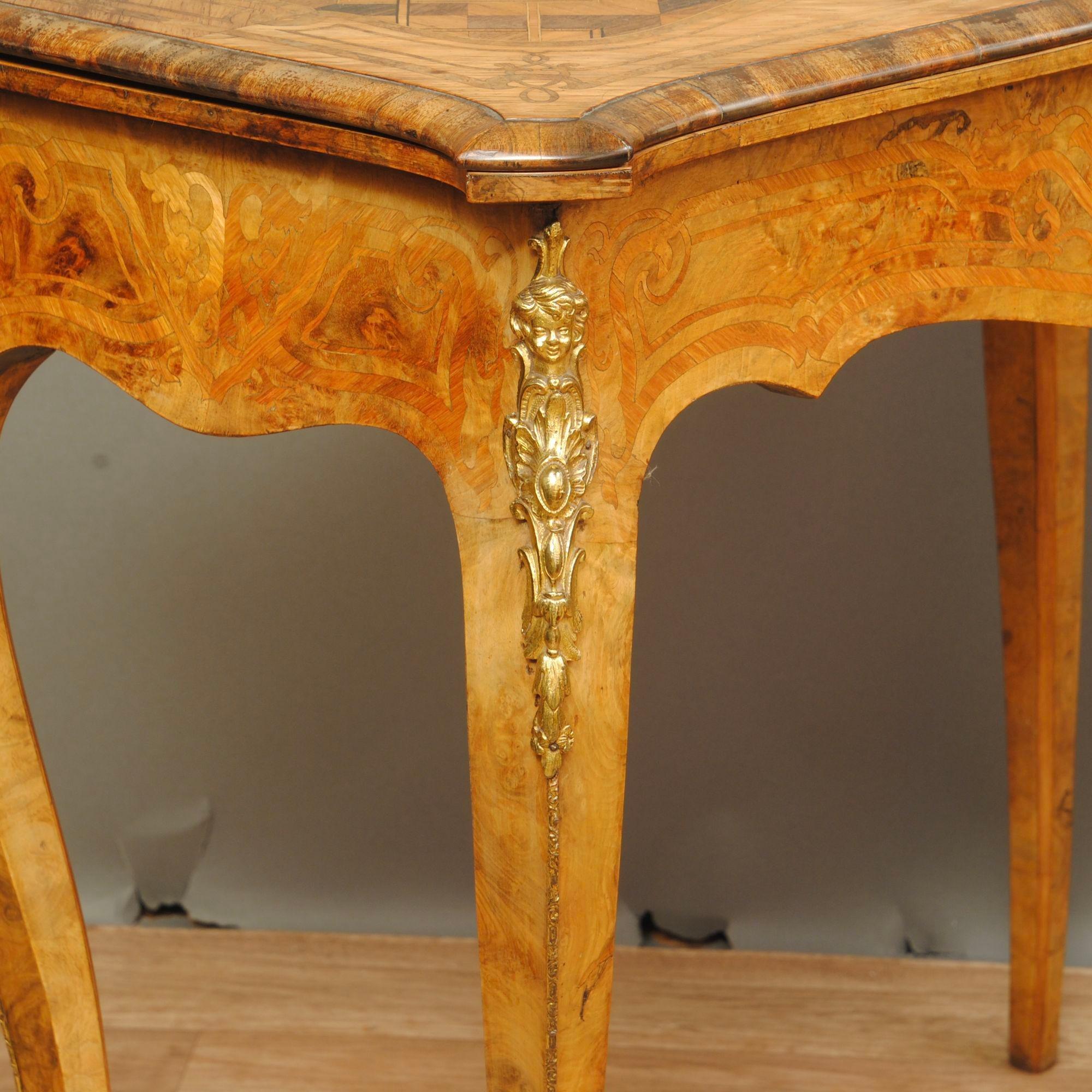 Leather A Fine Pair of French Marquetry Card Tables  For Sale