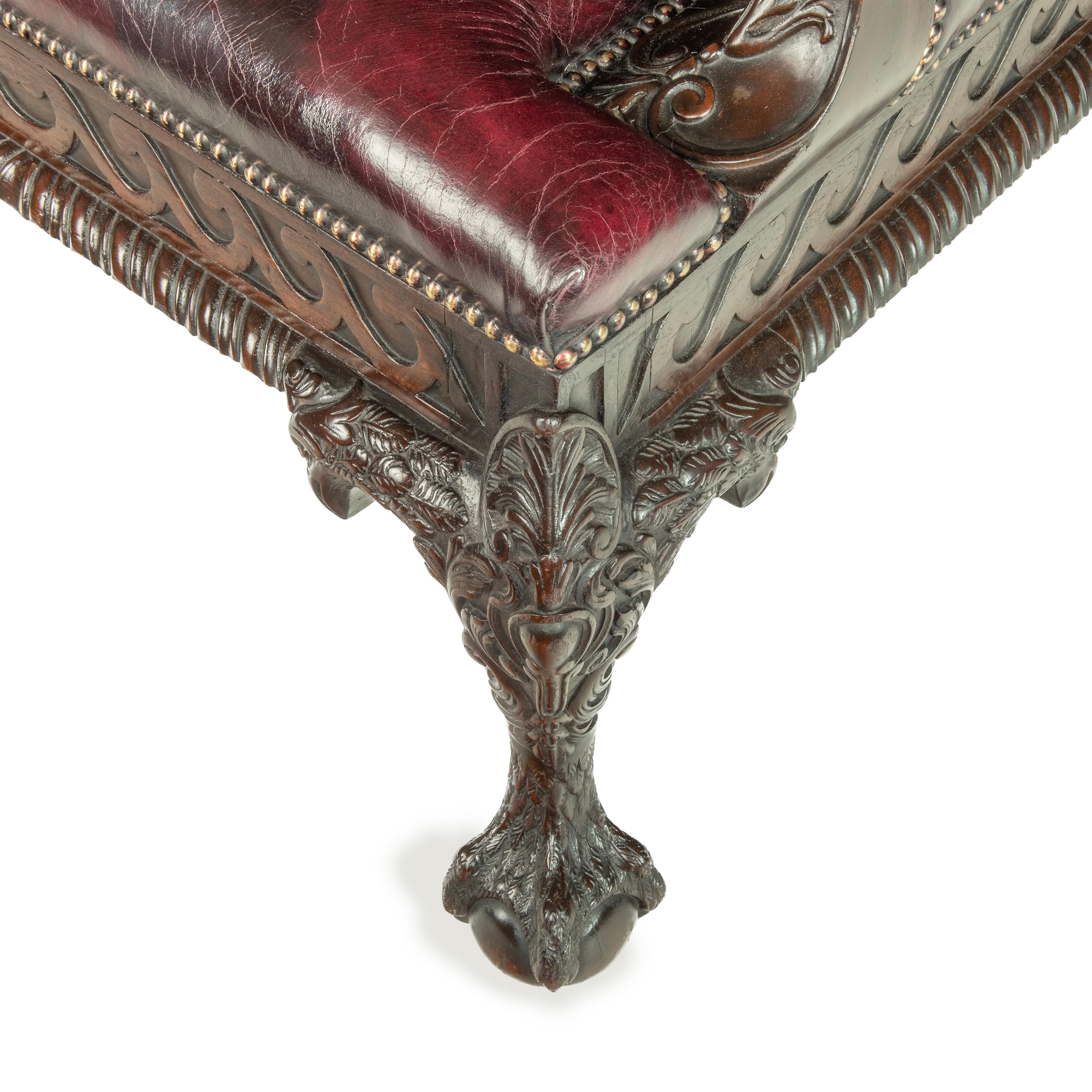 A fine pair of generous late Victorian mahogany eagle armchairs For Sale 5