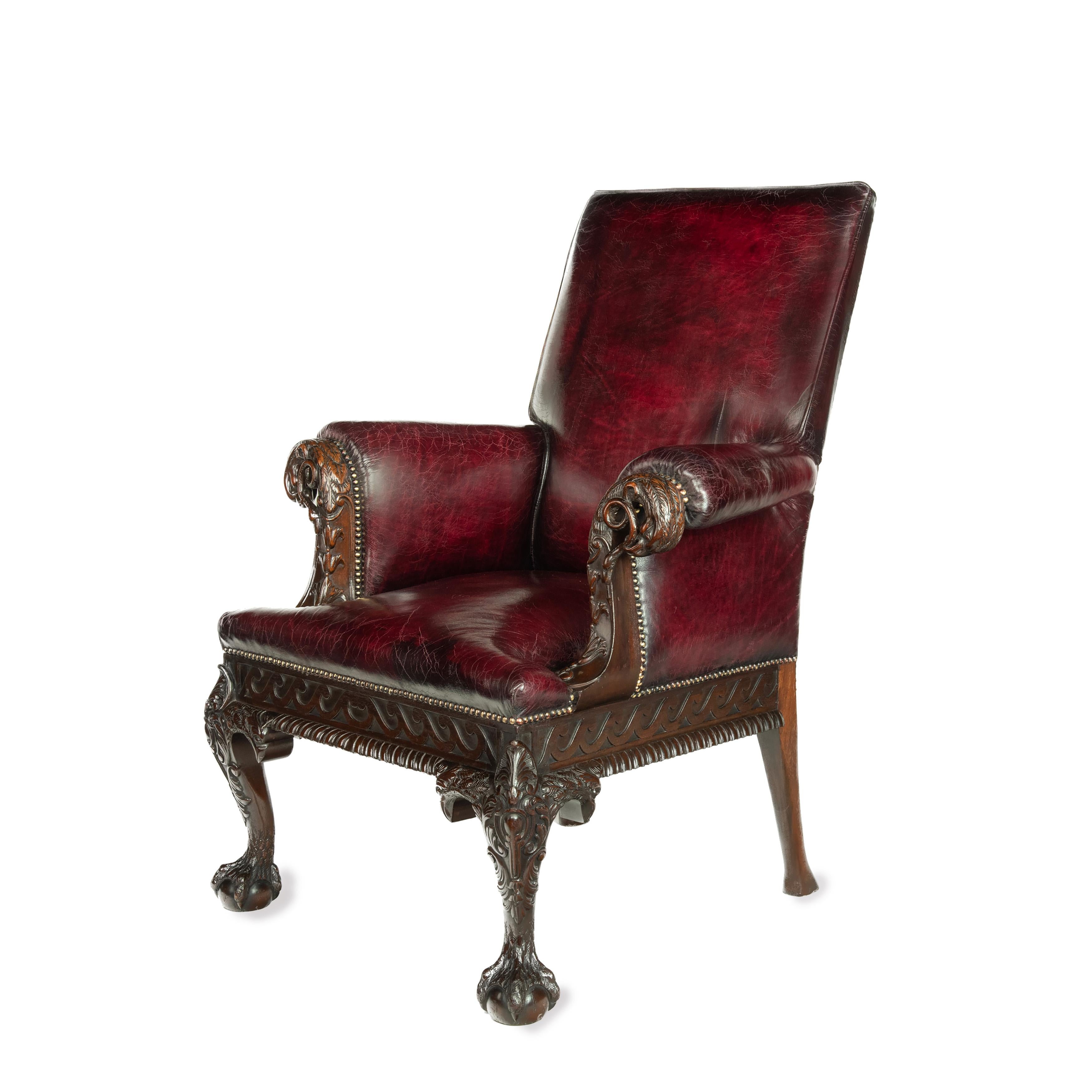 A fine pair of generous late Victorian mahogany eagle armchairs For Sale 2