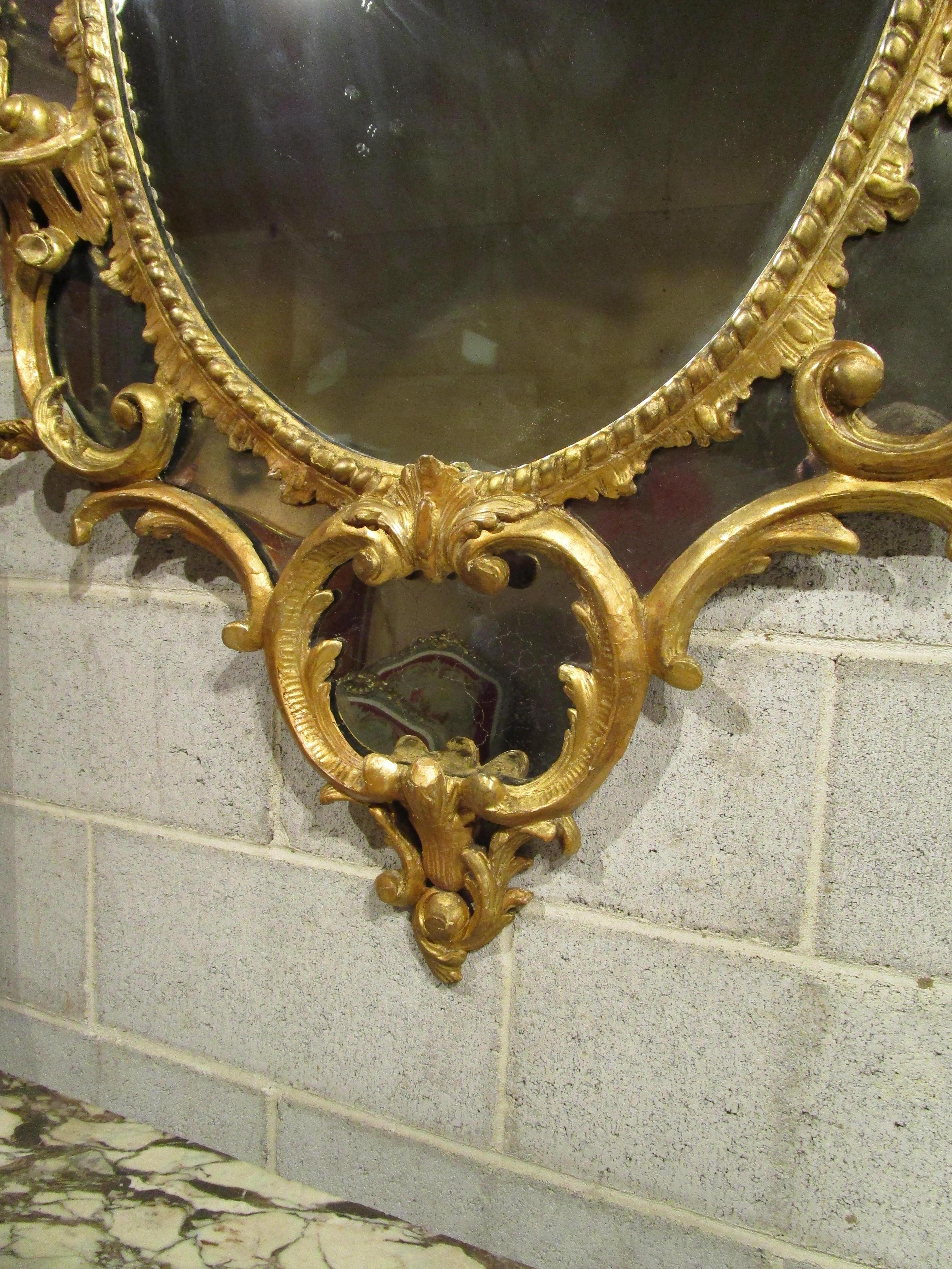 English Fine Pair of George 111 Late 18th Century Gilt Mirrors