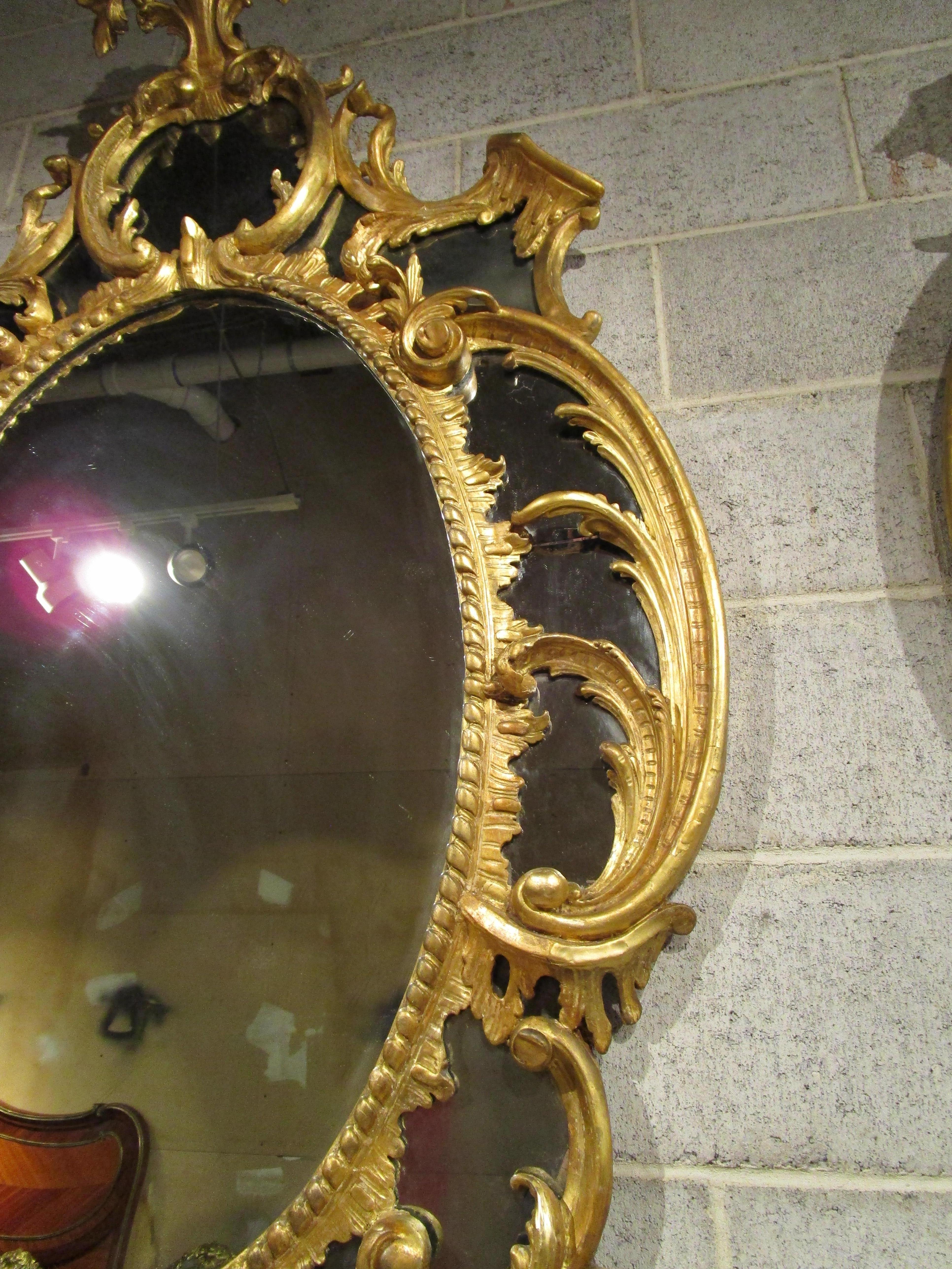 Hand-Carved Fine Pair of George 111 Late 18th Century Gilt Mirrors