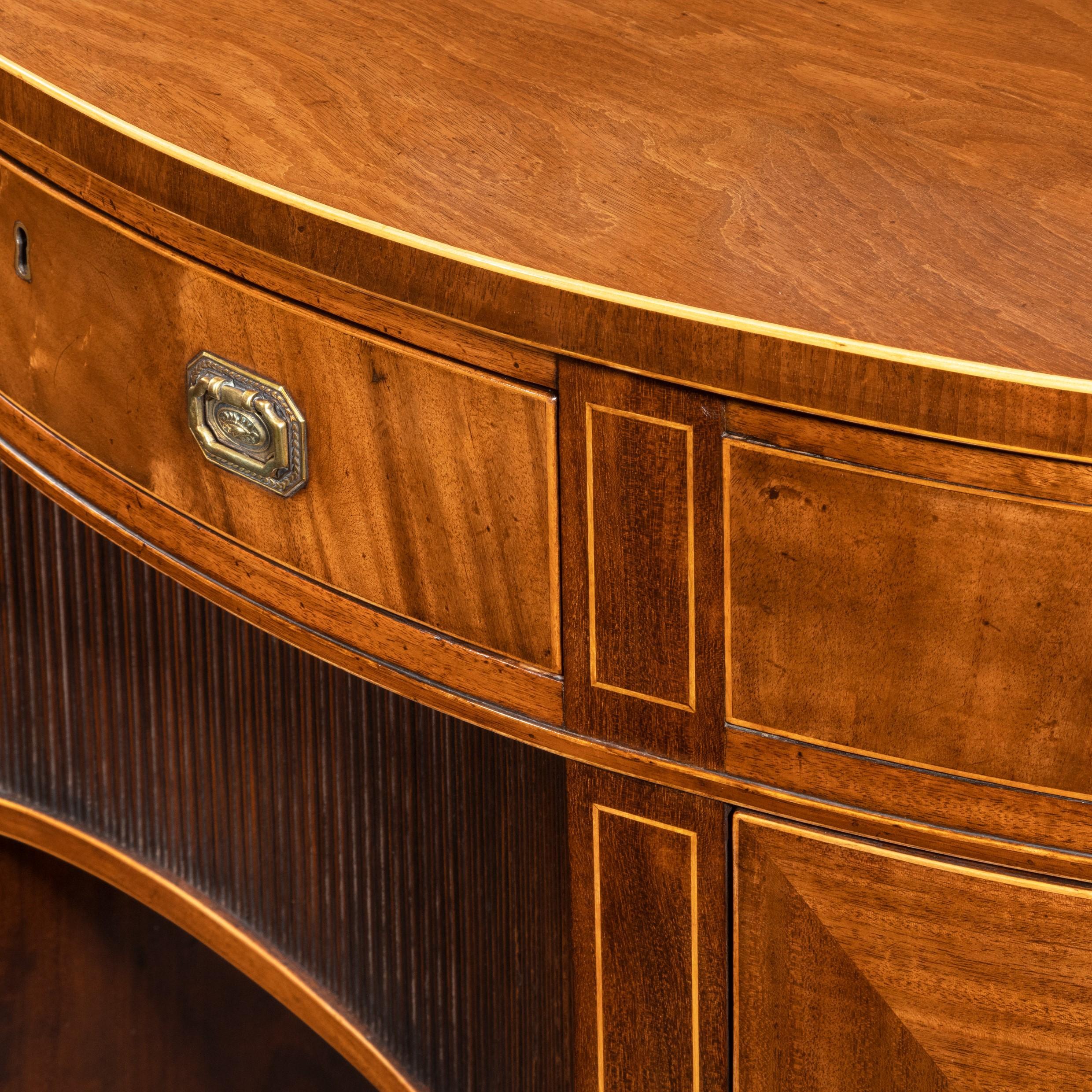 Fine Pair of George III Figured Mahogany Side Cabinets, Thomas Sheraton For Sale 6