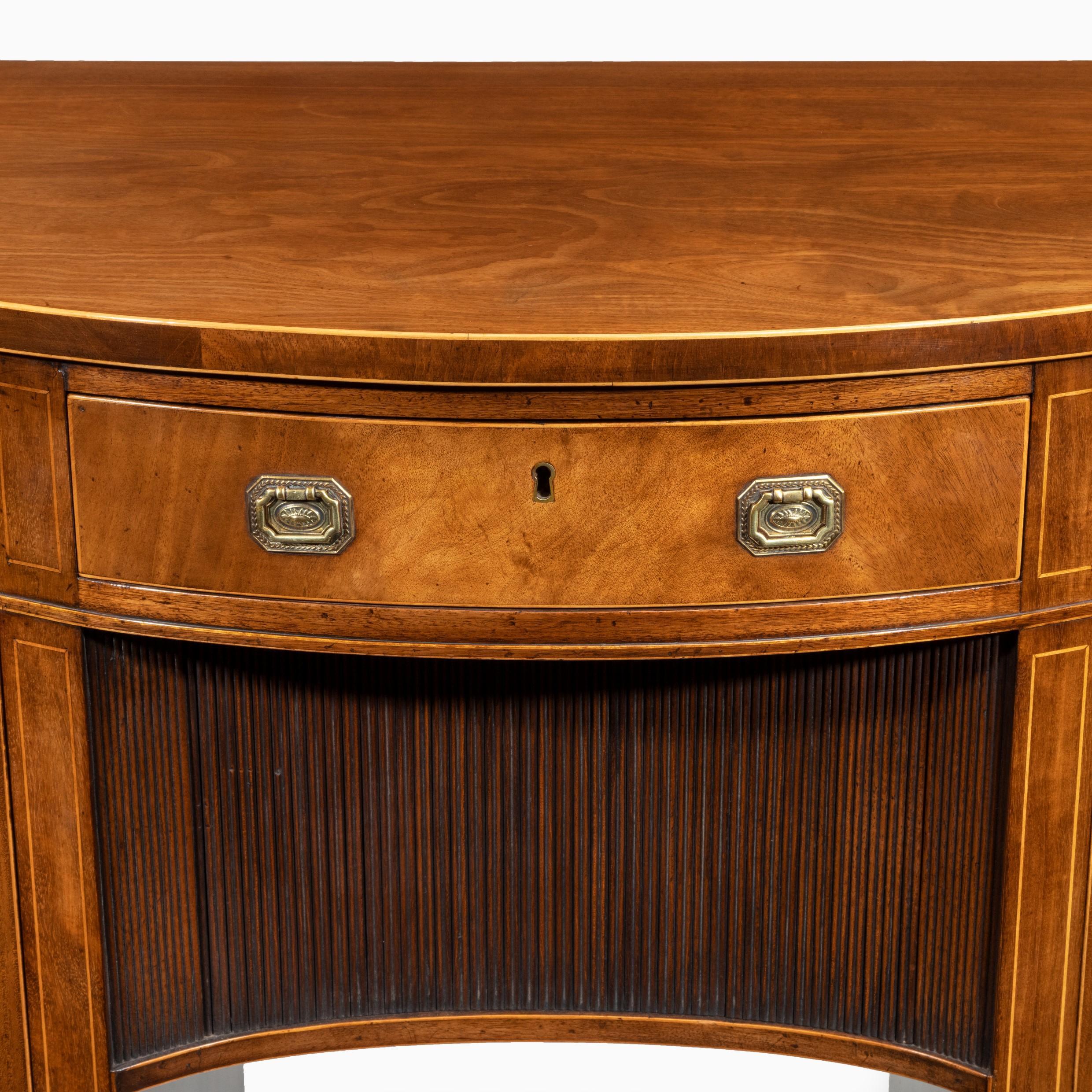 18th Century and Earlier Fine Pair of George III Figured Mahogany Side Cabinets, Thomas Sheraton For Sale