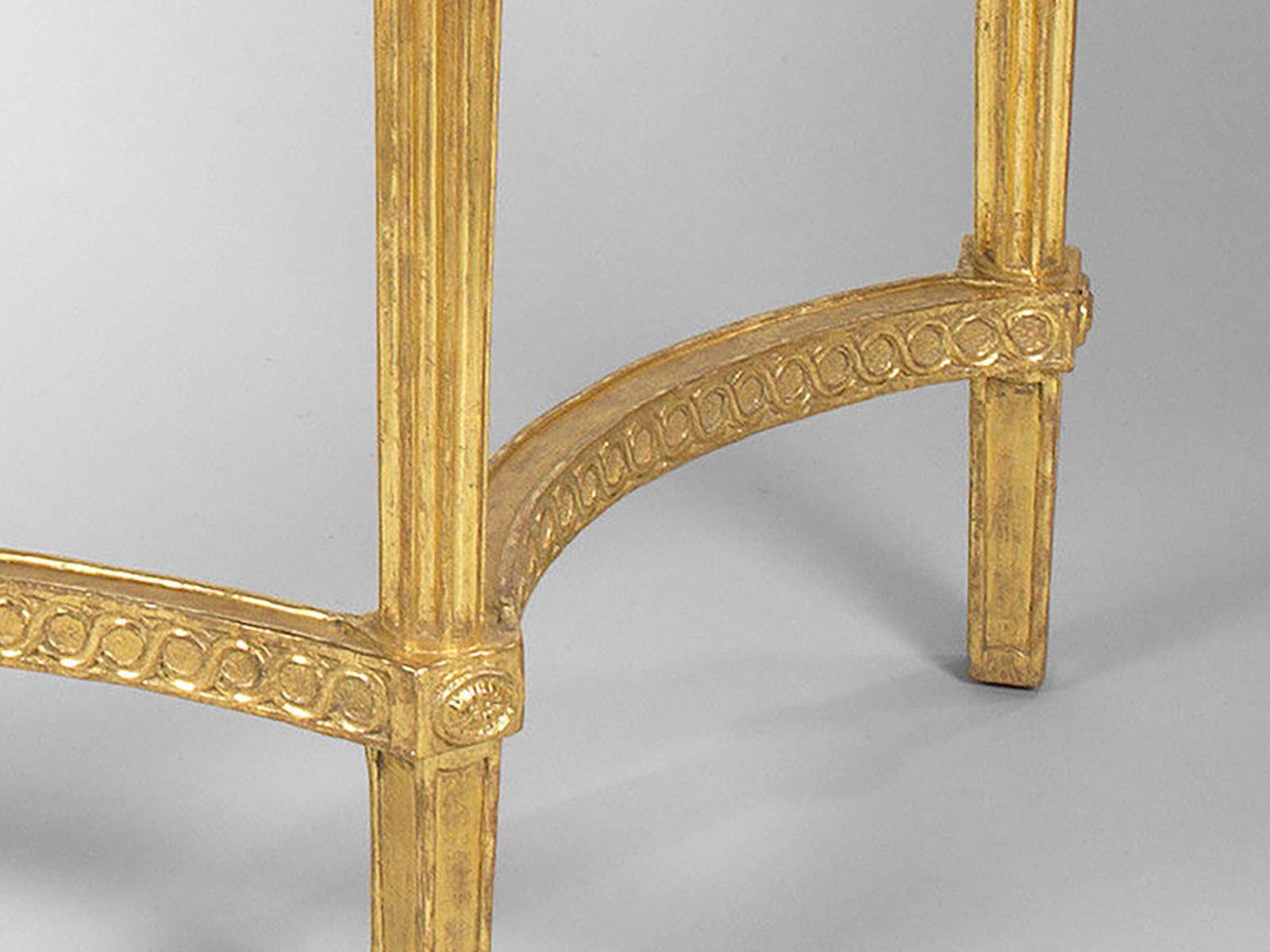 Fine Pair of George III Giltwood Marble Demilune Pier Tables In Good Condition For Sale In London, Middlesex