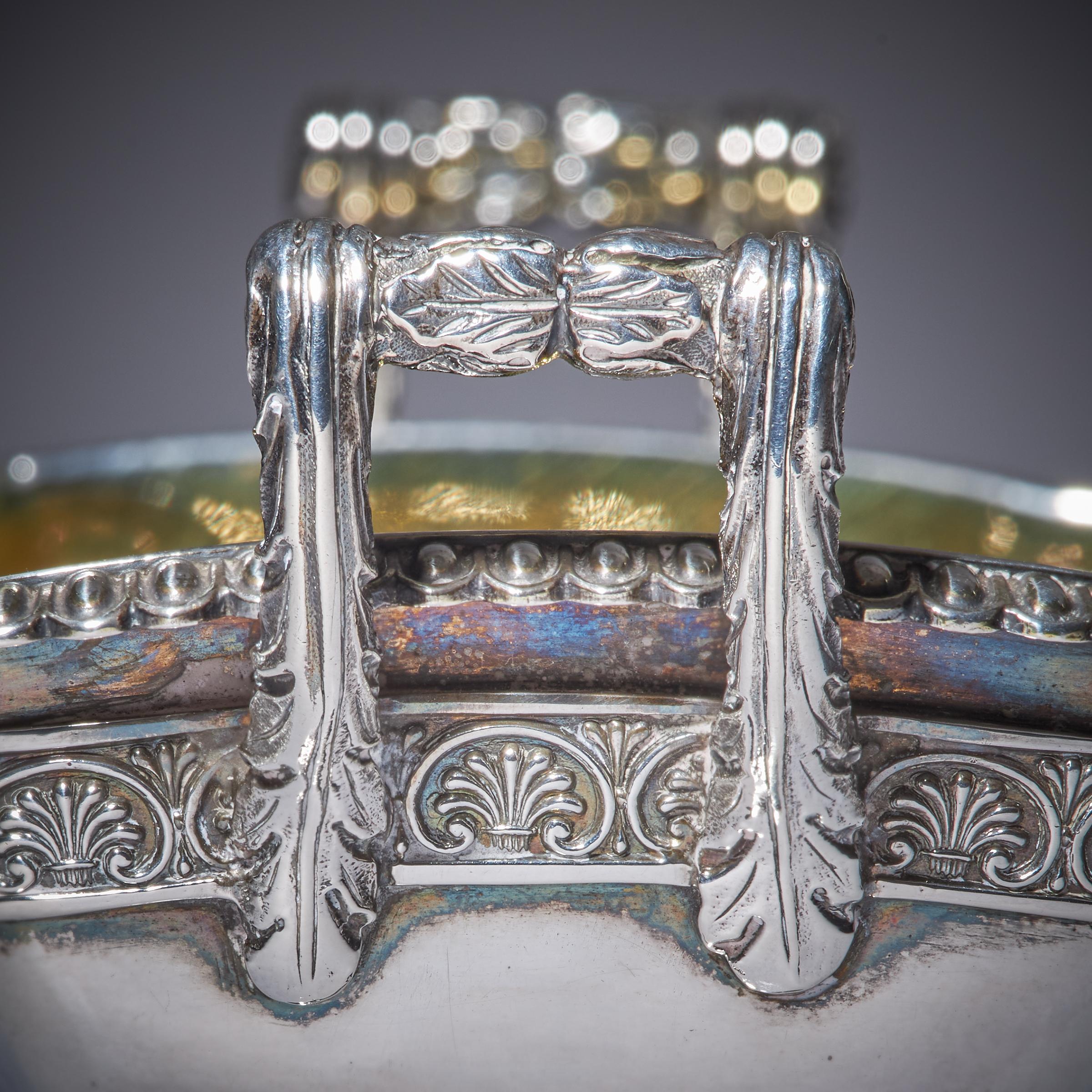 Fine Pair of George III Grand Tour Influenced Silver-Gilt Salts by William For Sale 9