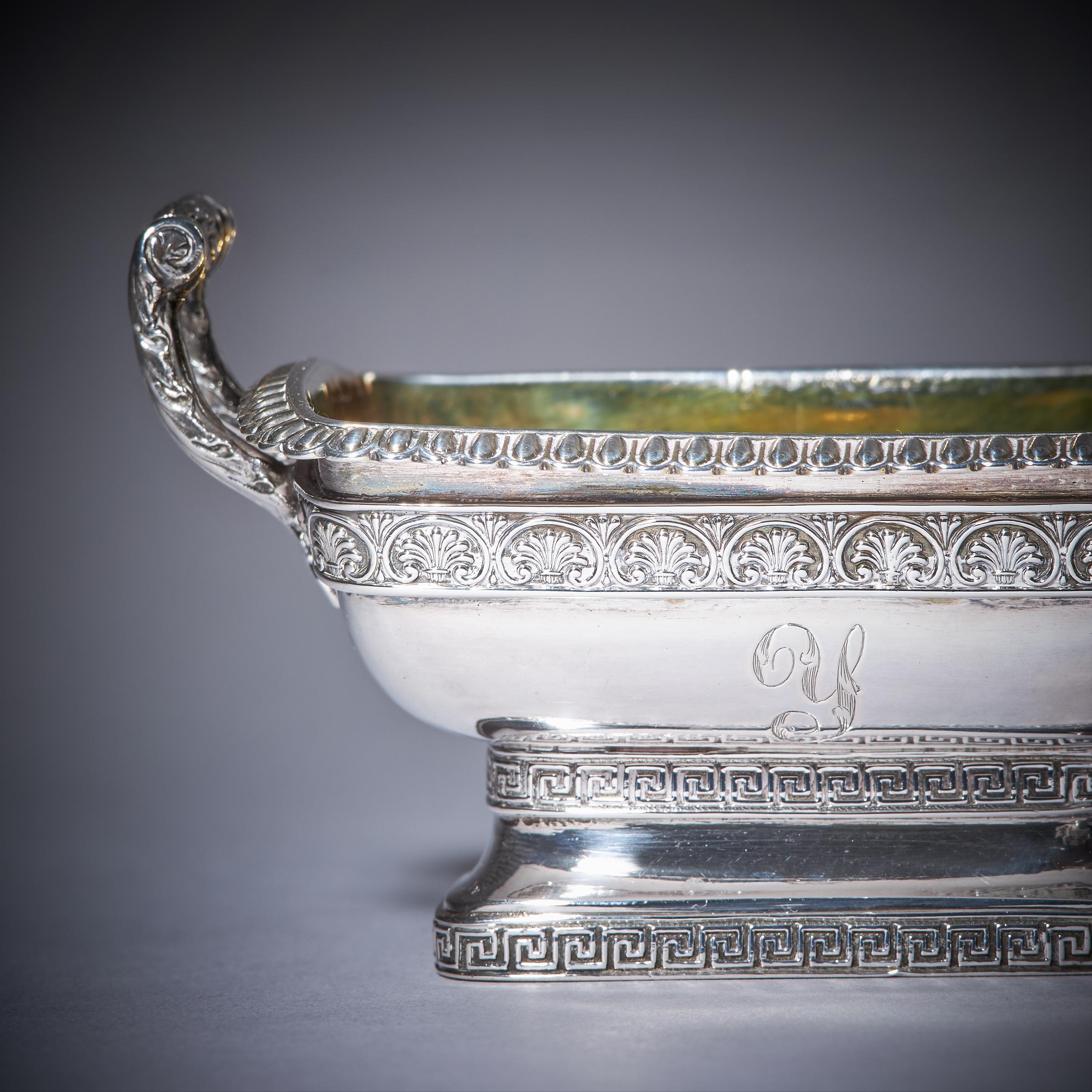 19th Century Fine Pair of George III Grand Tour Influenced Silver-Gilt Salts by William For Sale