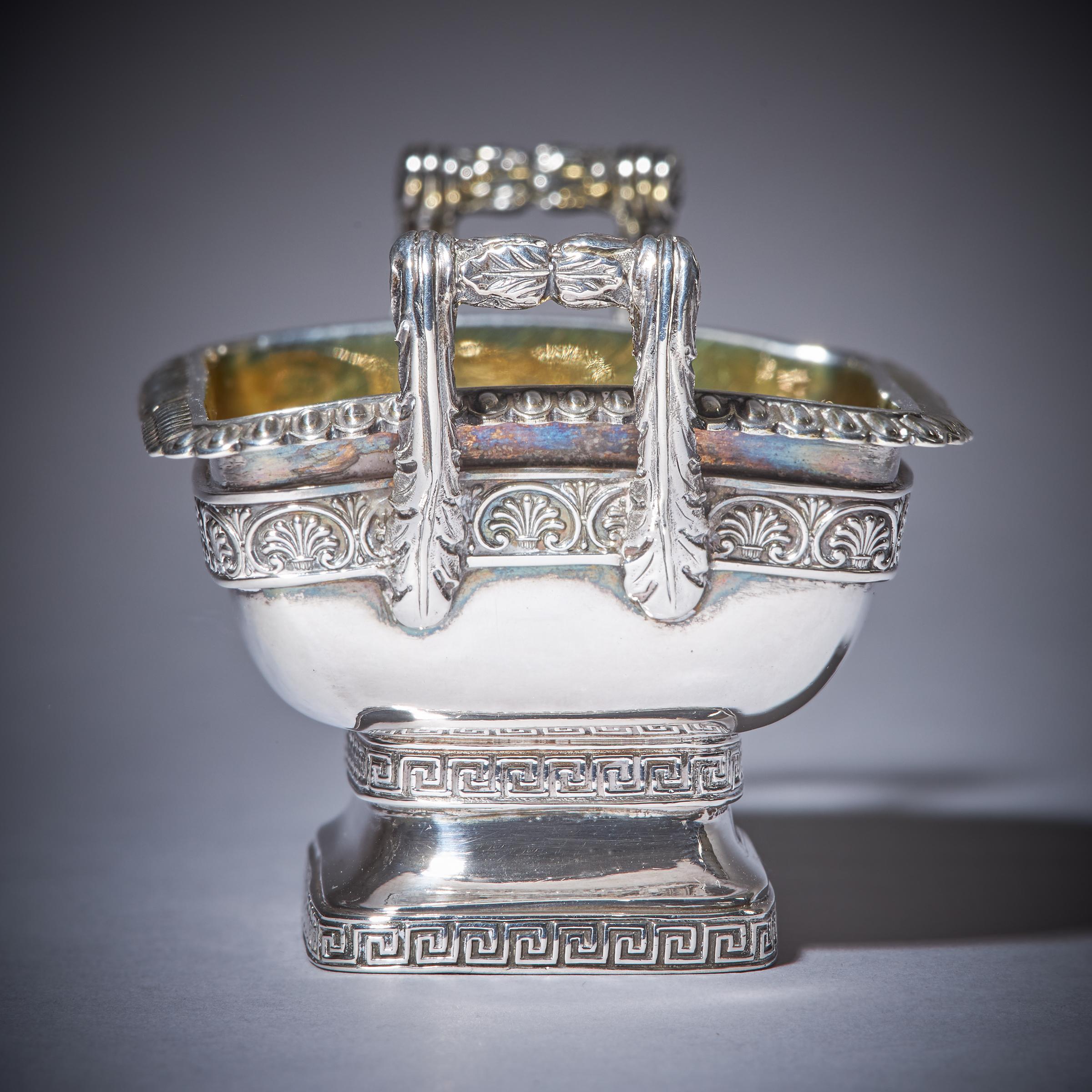 Fine Pair of George III Grand Tour Influenced Silver-Gilt Salts by William For Sale 1