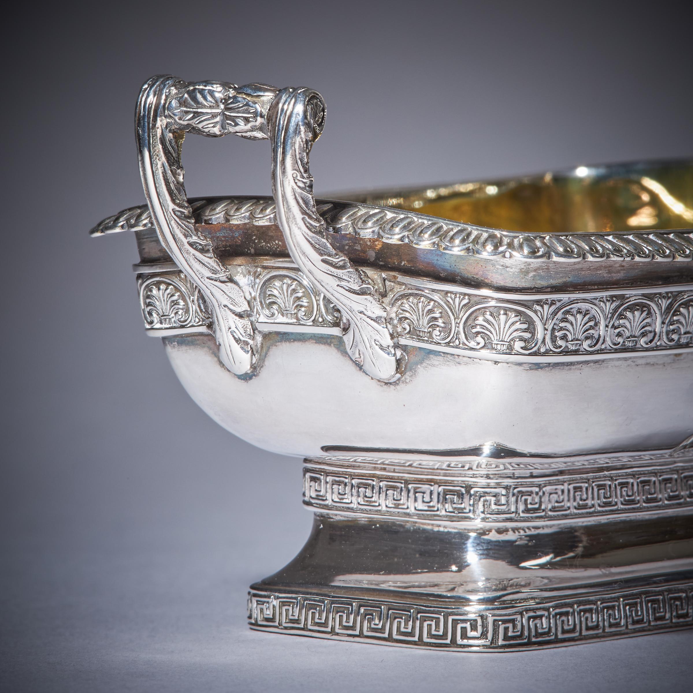 Fine Pair of George III Grand Tour Influenced Silver-Gilt Salts by William For Sale 2