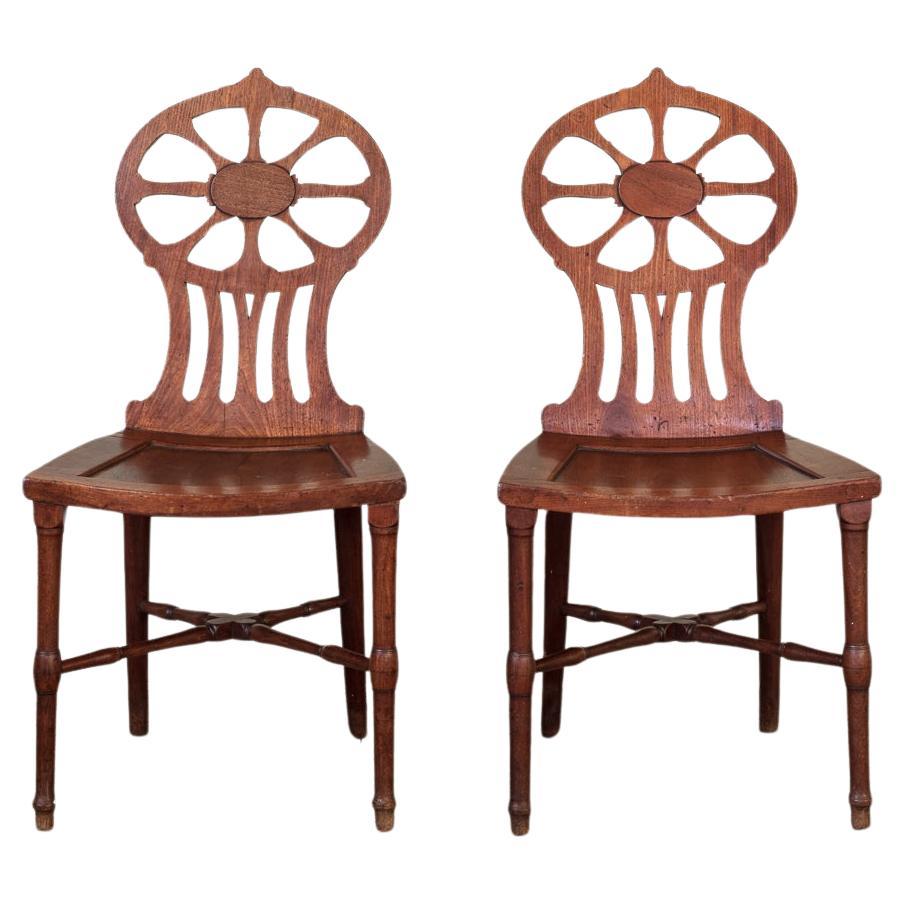 A Fine Pair of George III Mahogany Hall Chairs by Gillows, Lancaster