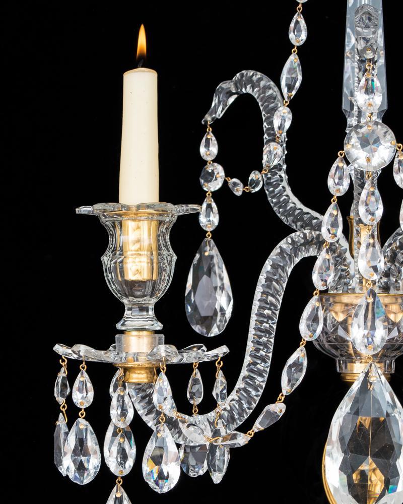 A Fine Pair Of George III Ormolu Mounted Cut Glass Wall Lights In Good Condition In Steyning, West sussex