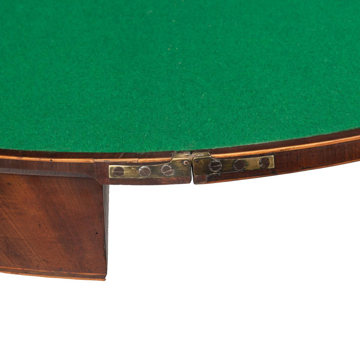 A fine pair of George III period mahogany demilune card tables with provenance 2