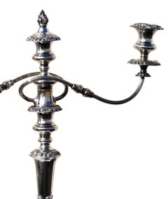 Fine Pair of Georgian Style Silver Plated Three Light Candelabra, circa 1920