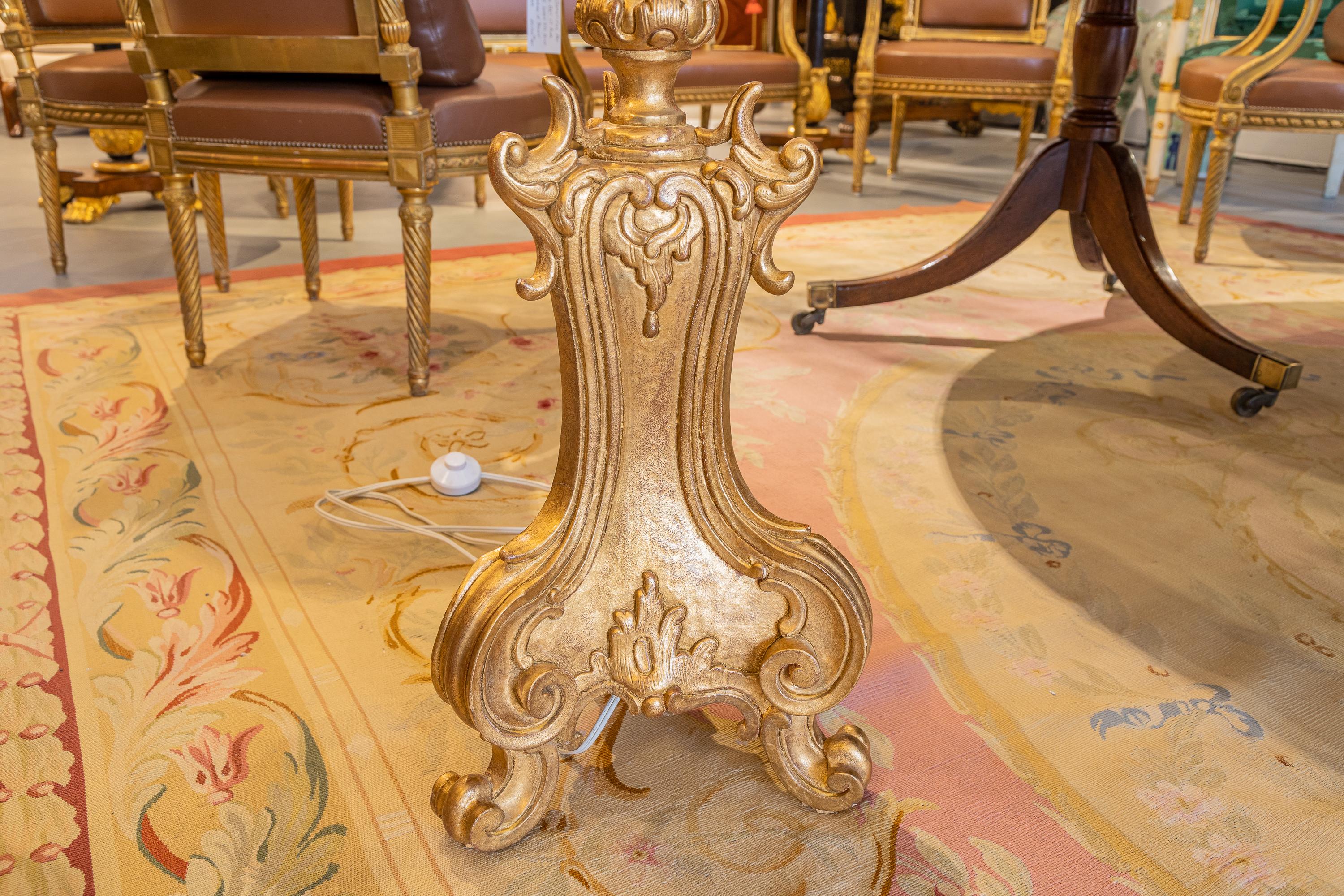 Fine Pair of Gilt Carved French Early 20th C Candelabra Floor Lamps 10 Lights In Good Condition For Sale In Dallas, TX