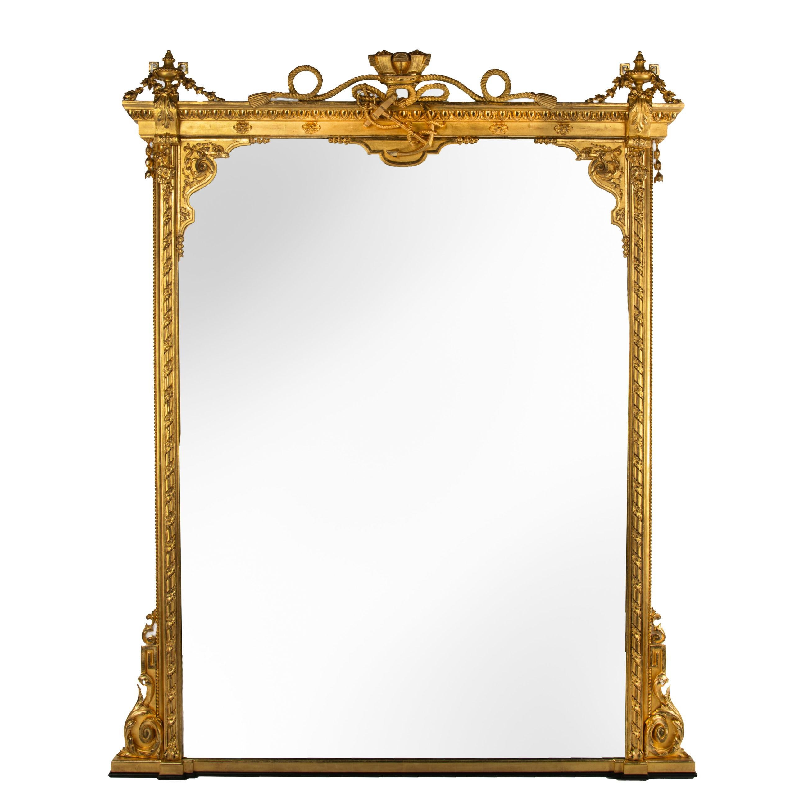 English A Fine Pair of Giltwood Overmantel Mirrors Supplied by G. Wendover and Co. For Sale