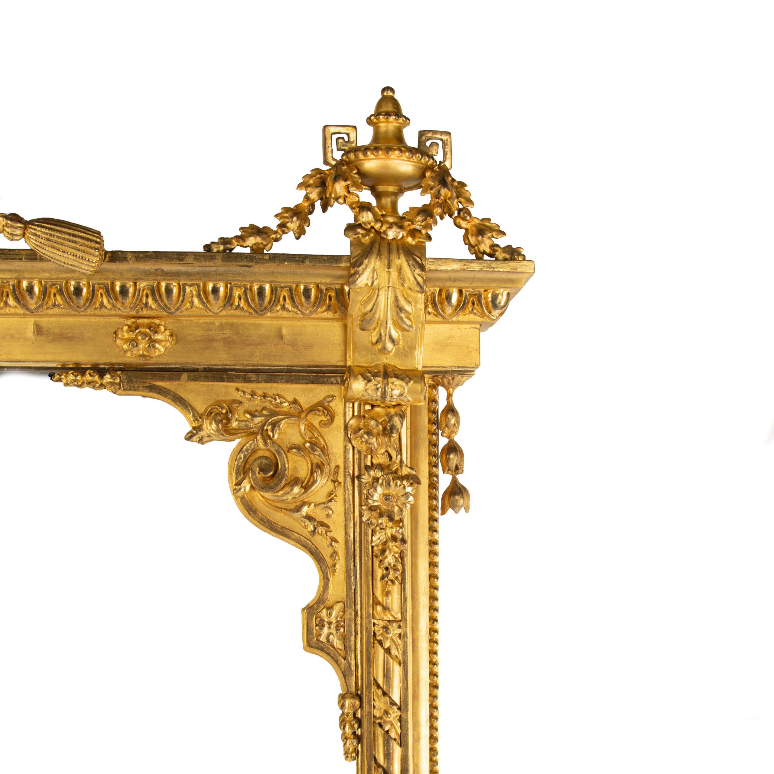 19th Century A Fine Pair of Giltwood Overmantel Mirrors Supplied by G. Wendover and Co. For Sale