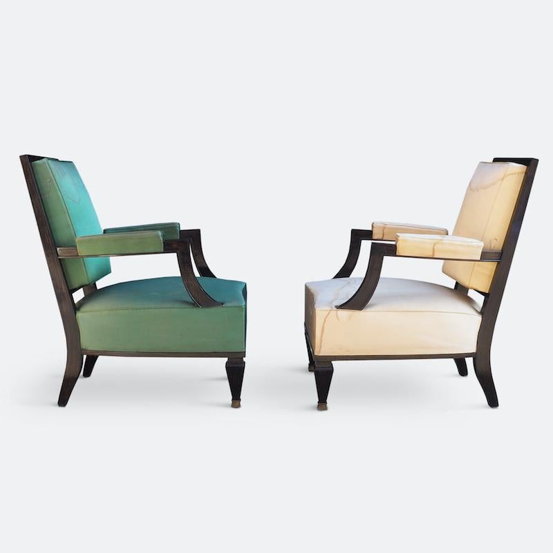 Fine Pair of Grand Armchairs Attributed to Andre Arbus 4