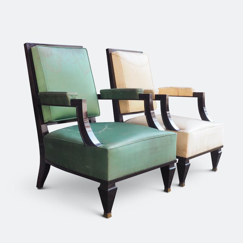 Art Deco Fine Pair of Grand Armchairs Attributed to Andre Arbus