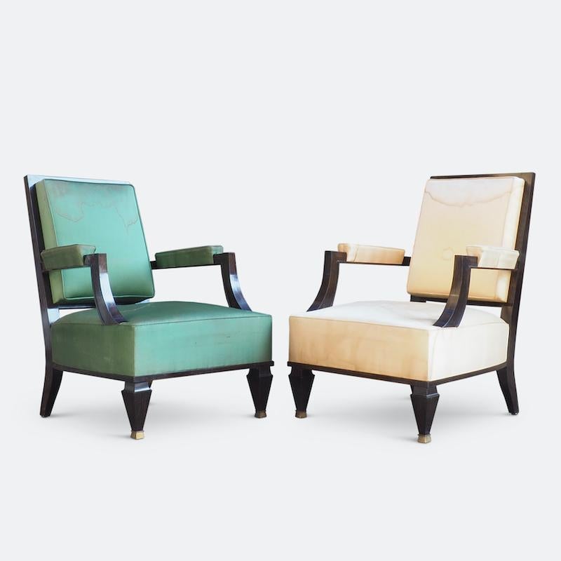 French Fine Pair of Grand Armchairs Attributed to Andre Arbus