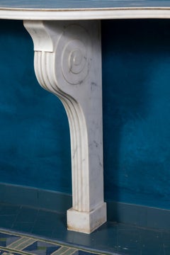 Fine Pair of Italian Carrara White Marble Console Tables, 1950