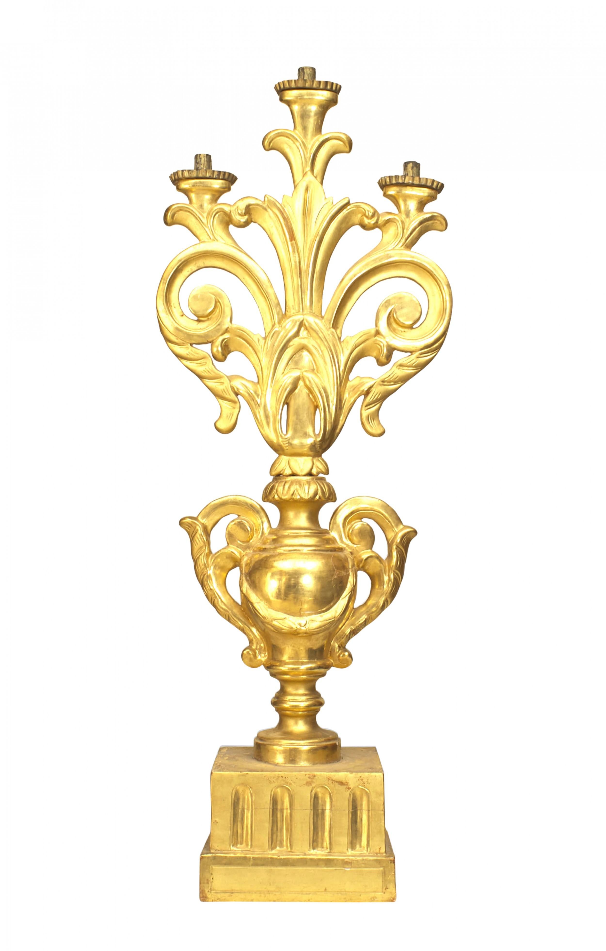 A Fine Pair of Italian Rococo Gilt Wood Candelabras In Excellent Condition For Sale In New York, NY