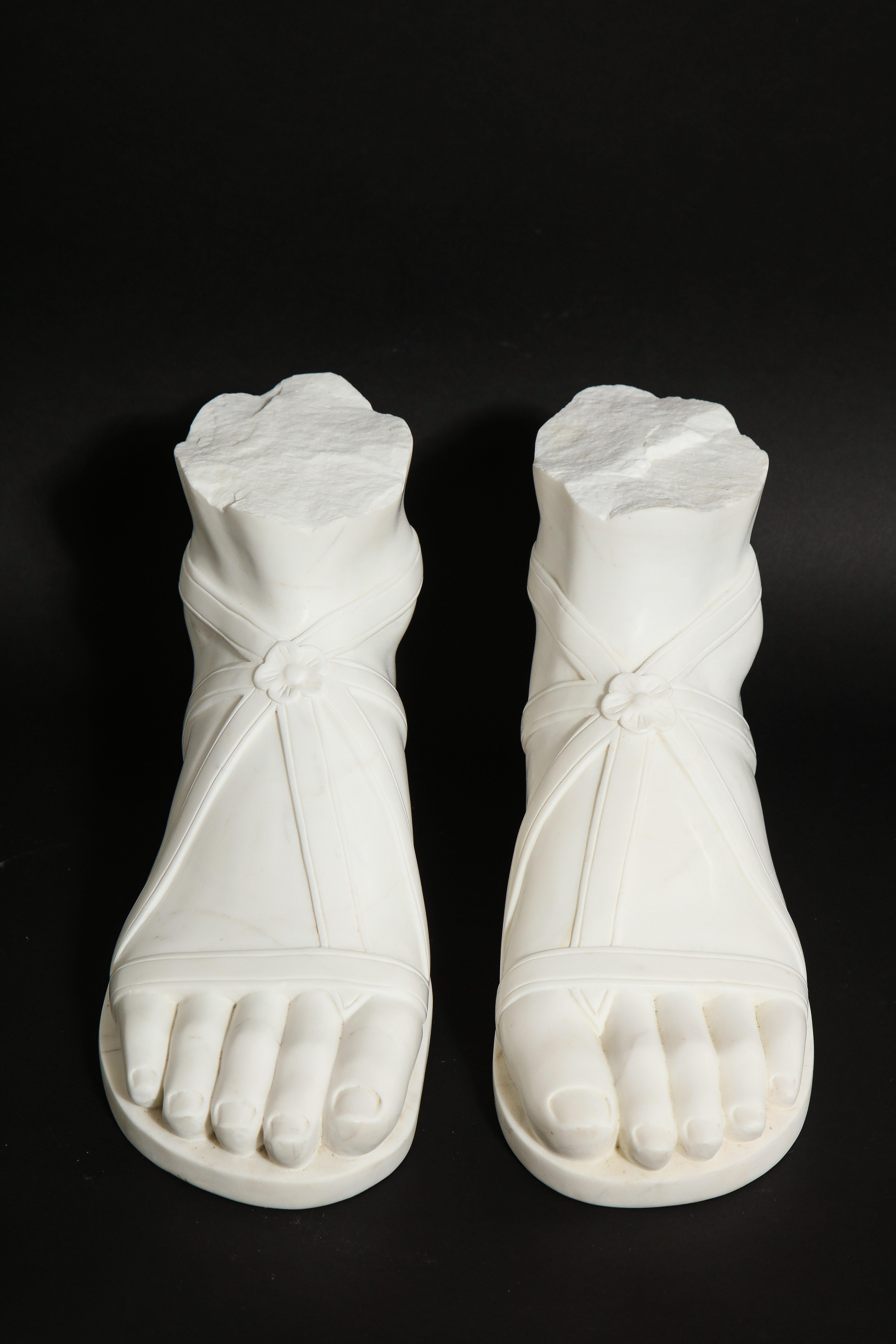 Classical Roman Fine Pair of Italian Roman Grand Tour Carrara Marble Feet